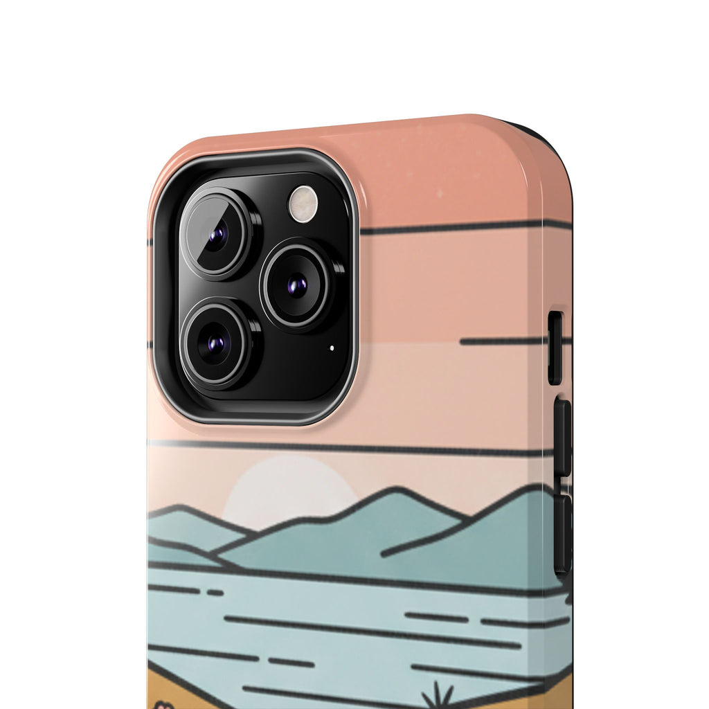 Scenic Path Tough Phone Case — Pastel Lake & Mountain Protective Cover
