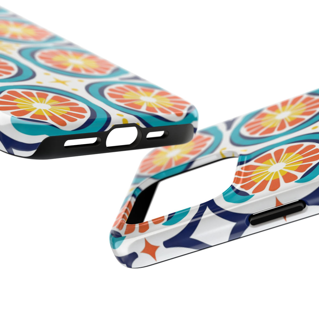 Citrus Tile Tough Phone Case — Colorful Retro Orange Slice Pattern