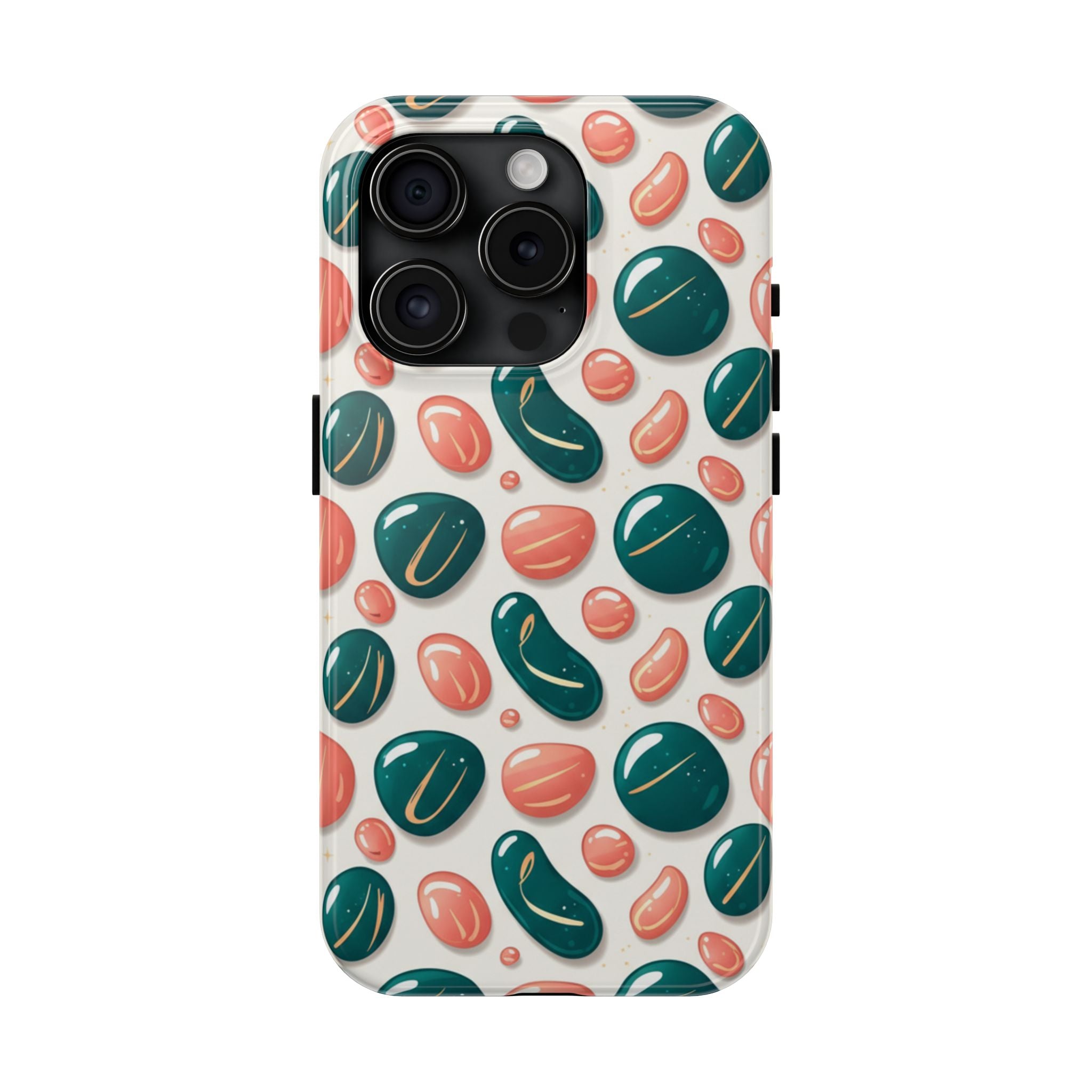 Abstract Pebble Pattern Tough Phone Case — Coral & Teal Protective Cover