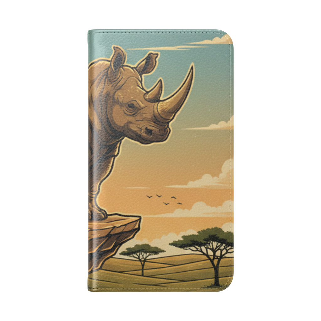 Rhino Sunset Flip Phone Case – Safari Wildlife Wallet Case