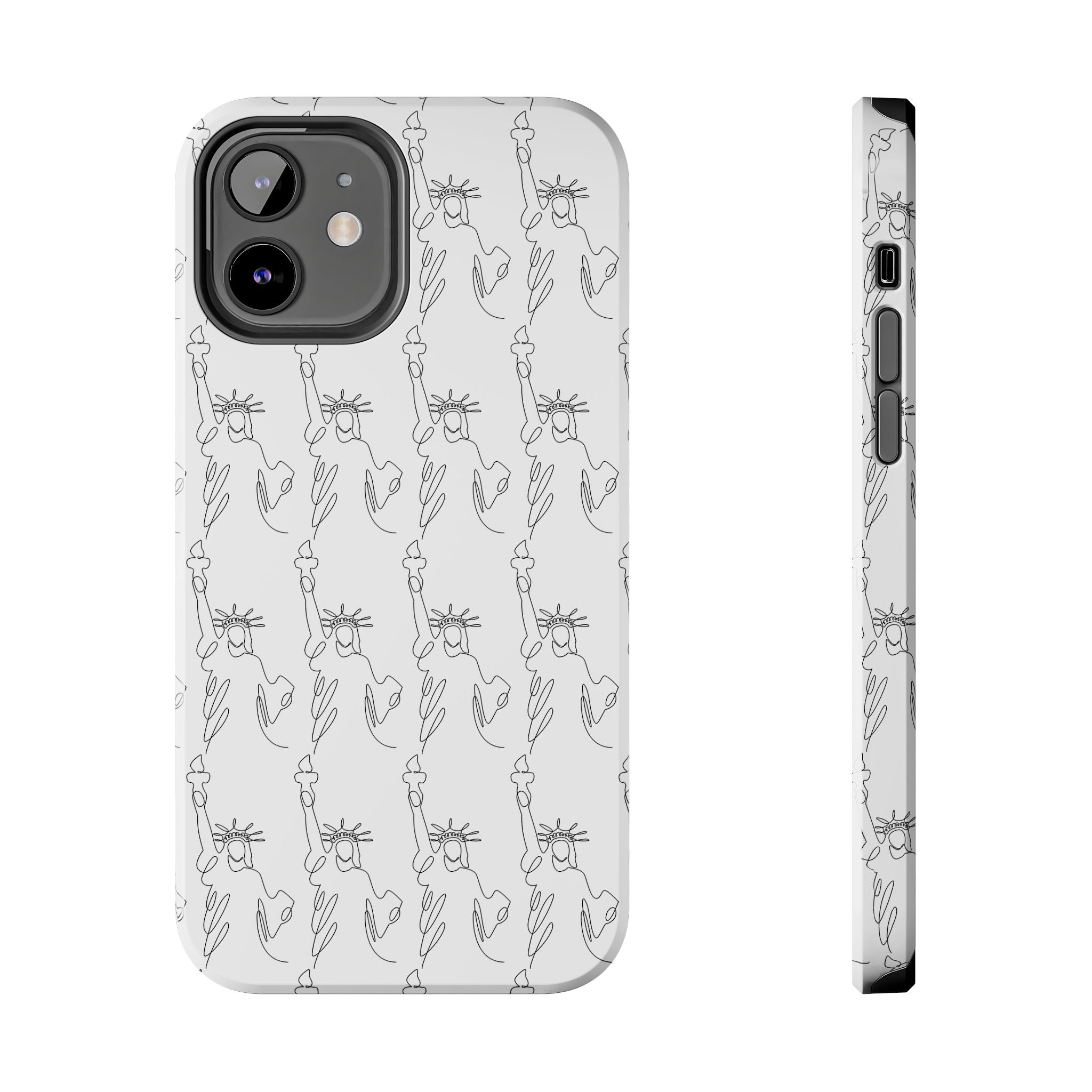 Statue of Liberty Sketch Tough Phone Case — Minimal Patriotic iPhone Cover