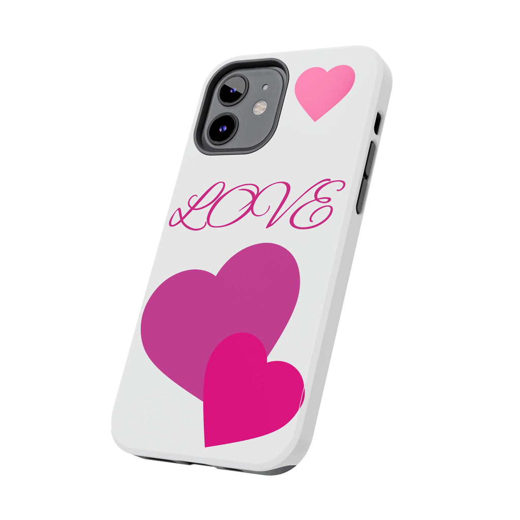 Love Heart Tough Phone Case — Pink Hearts Protective Phone Cover