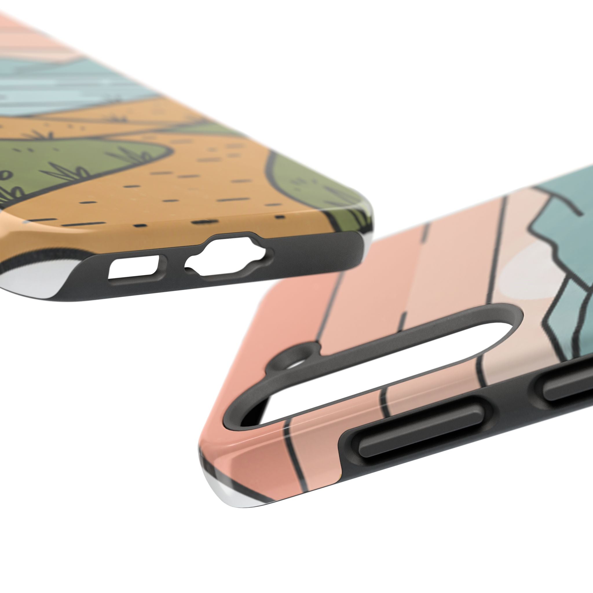 Scenic Path Tough Phone Case — Pastel Lake & Mountain Protective Cover