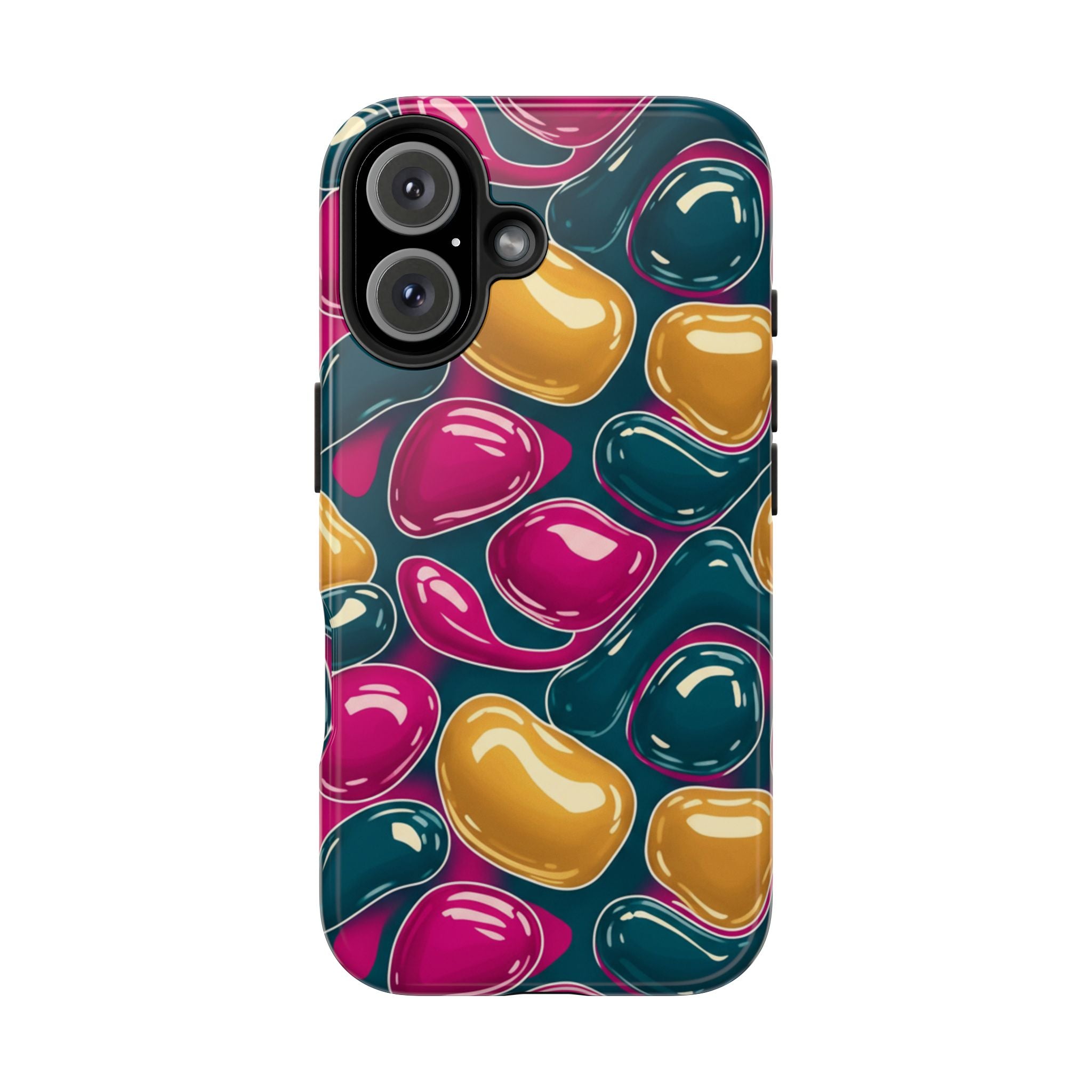 Abstract Colorful Blob Phone Case — Bold Teal, Magenta & Gold Protective Cover