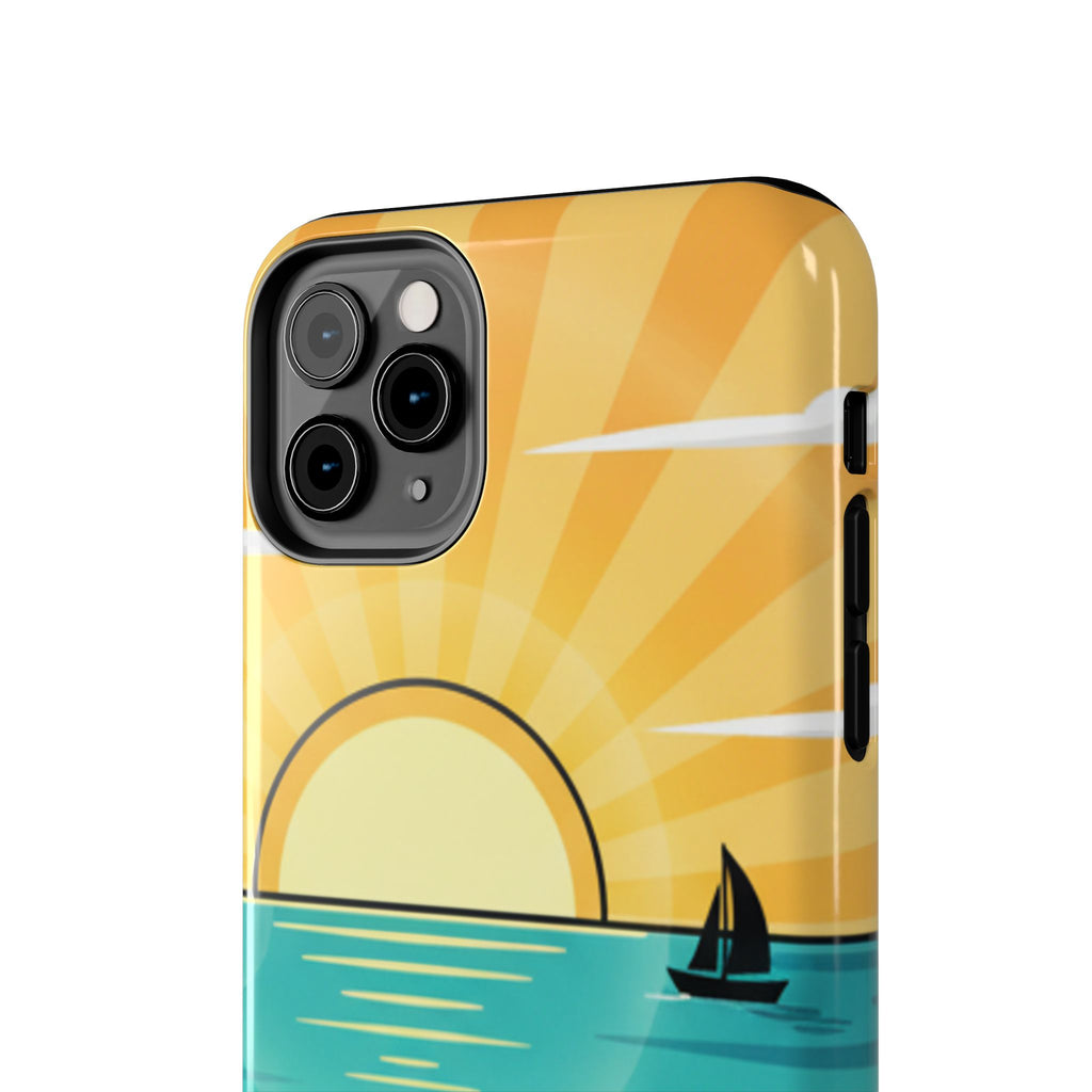 Tough Phone Case — Sunset Beach Sailboat Design