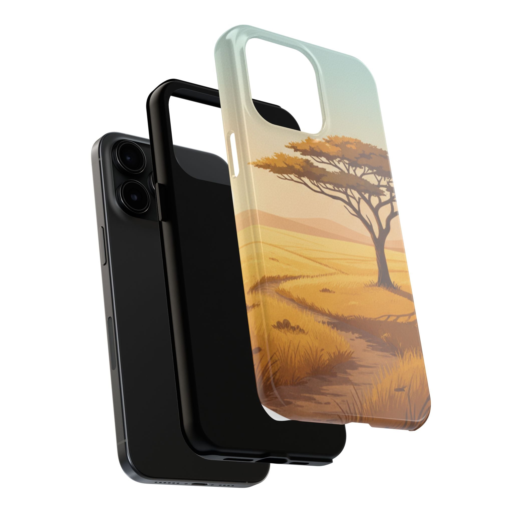 Safari Sunset Tough Phone Case — African Savanna Tree Design
