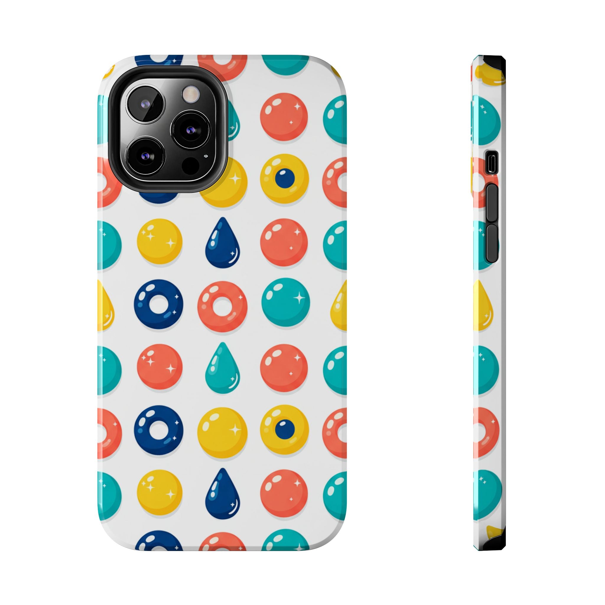 Colorful Candy Dot Tough Phone Case — Bright Retro Polka Drop Design