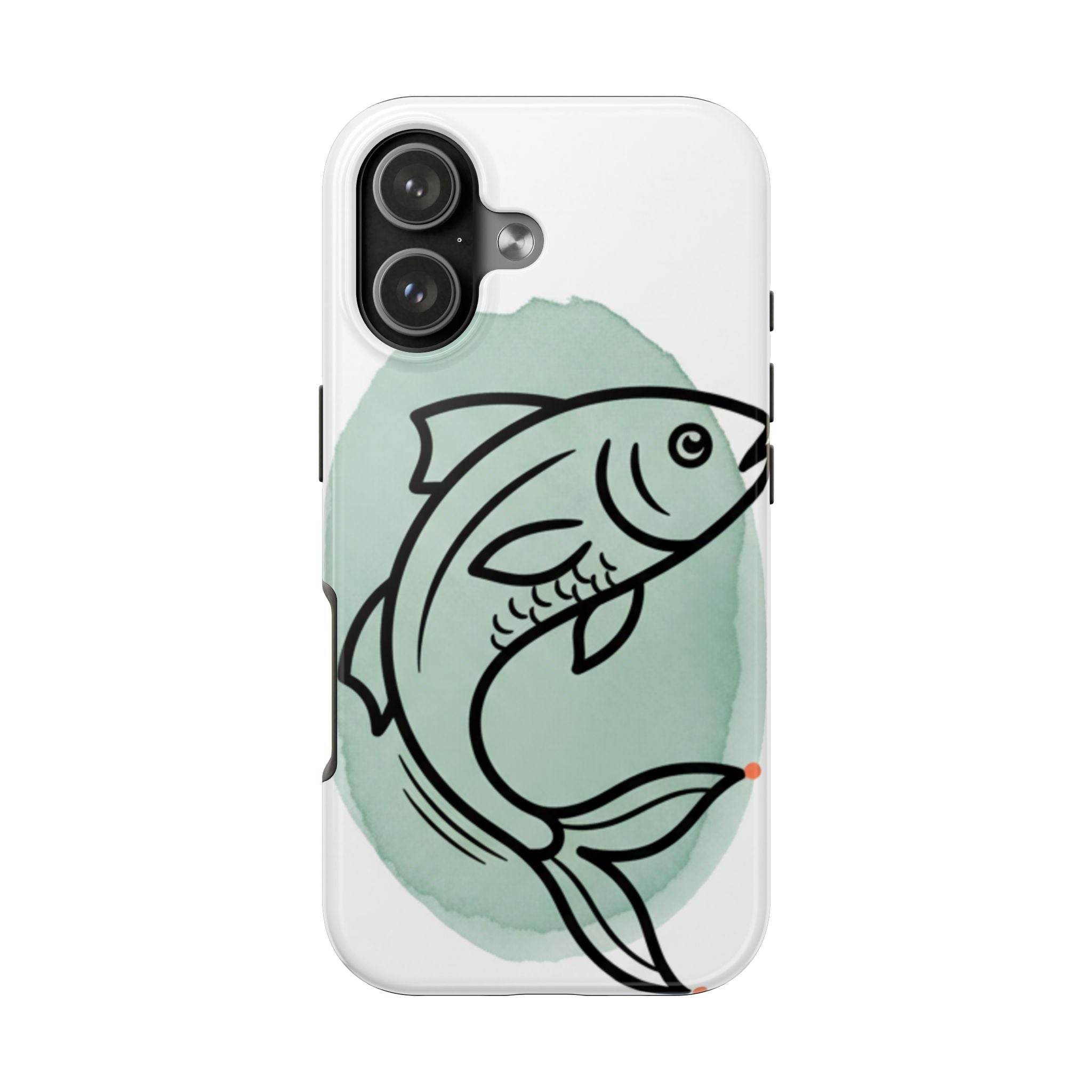 Fish Silhouette Tough Phone Case — Minimalist Aqua Watercolor Design