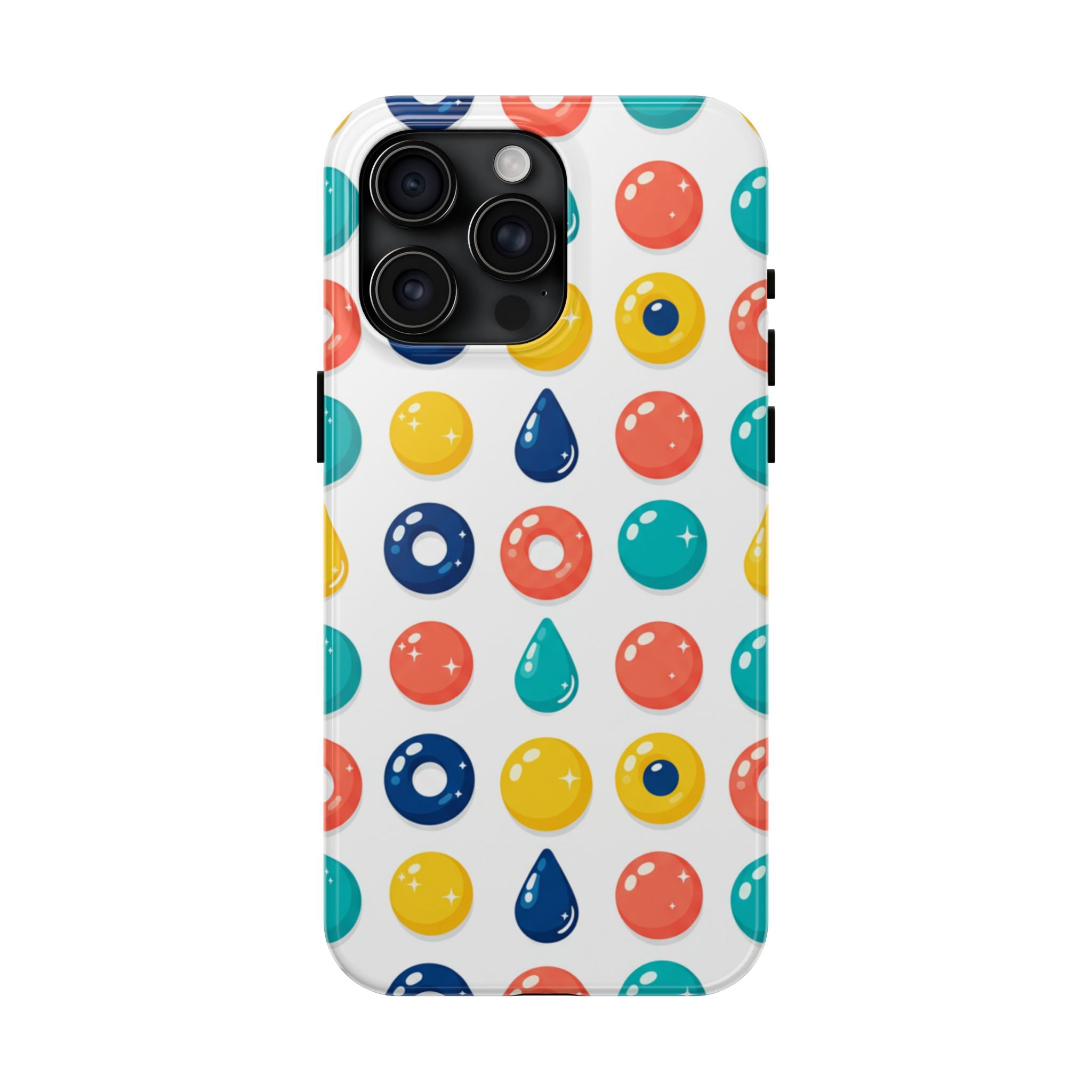 Colorful Candy Dot Tough Phone Case — Bright Retro Polka Drop Design