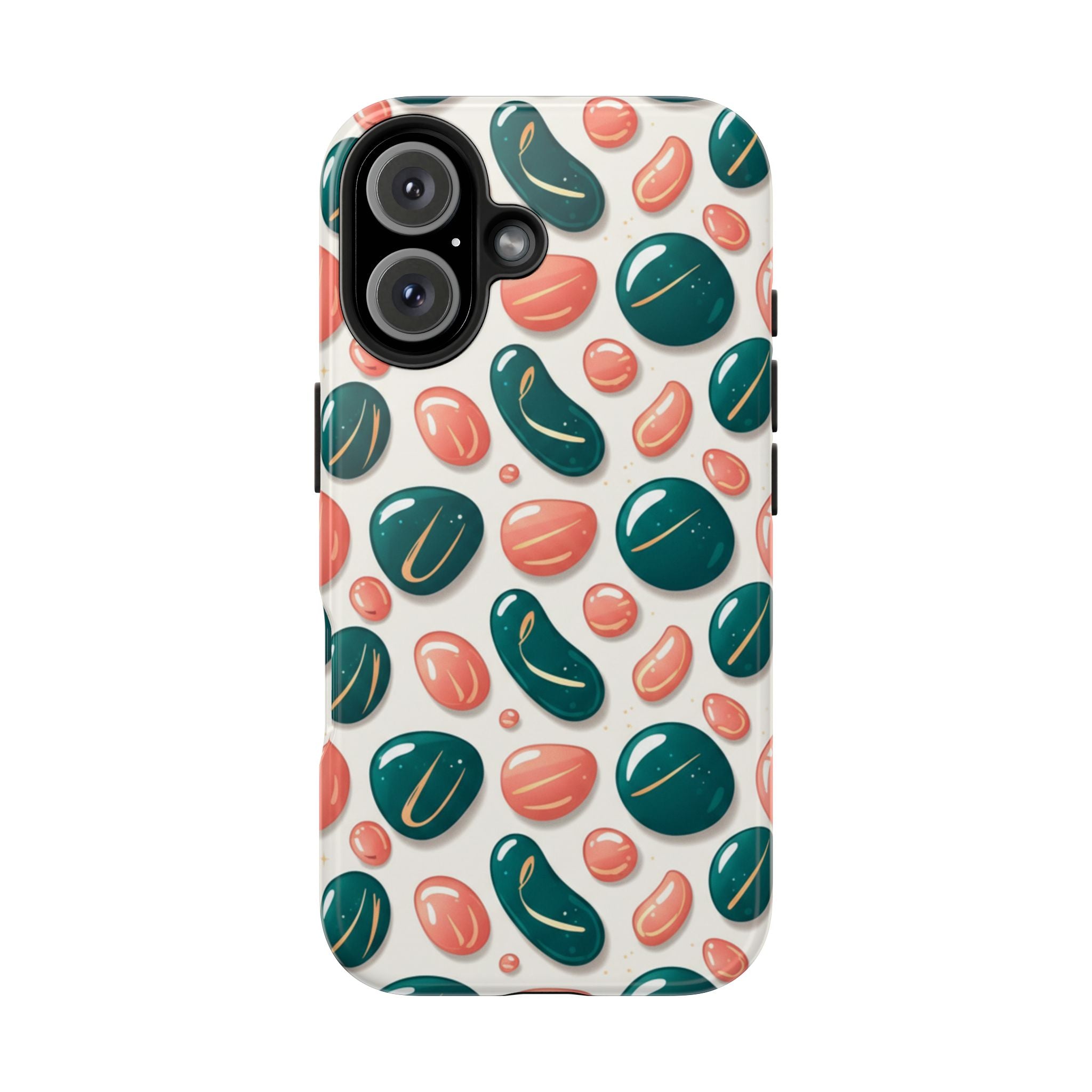 Abstract Pebble Pattern Tough Phone Case — Coral & Teal Protective Cover