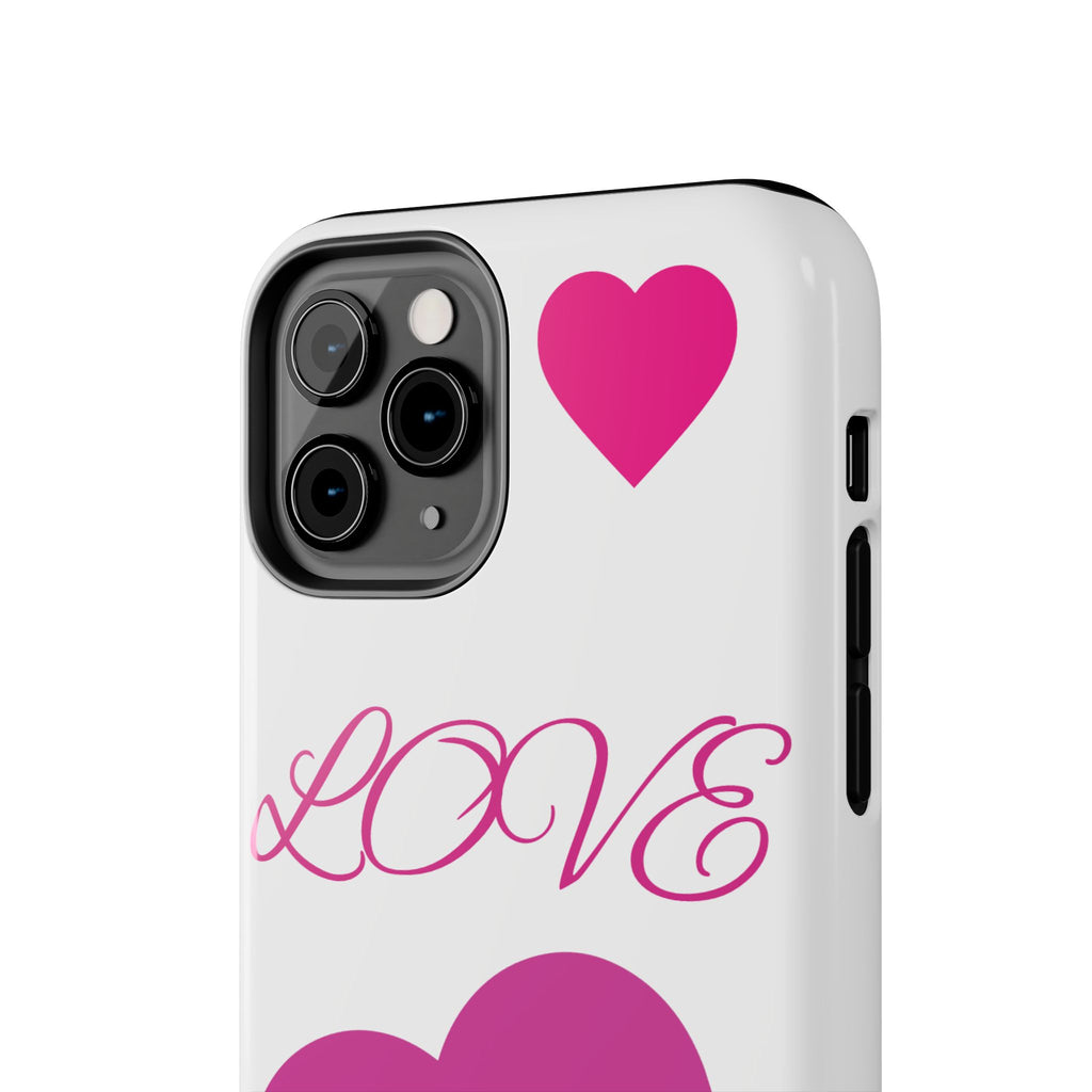 Love Heart Tough Phone Case — Pink Hearts Protective Phone Cover