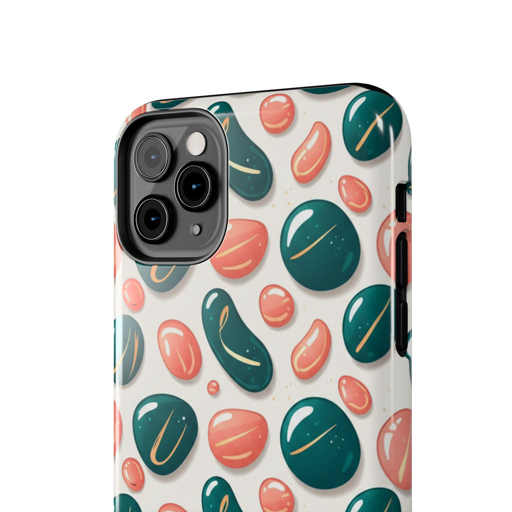 Abstract Pebble Pattern Tough Phone Case — Coral & Teal Protective Cover