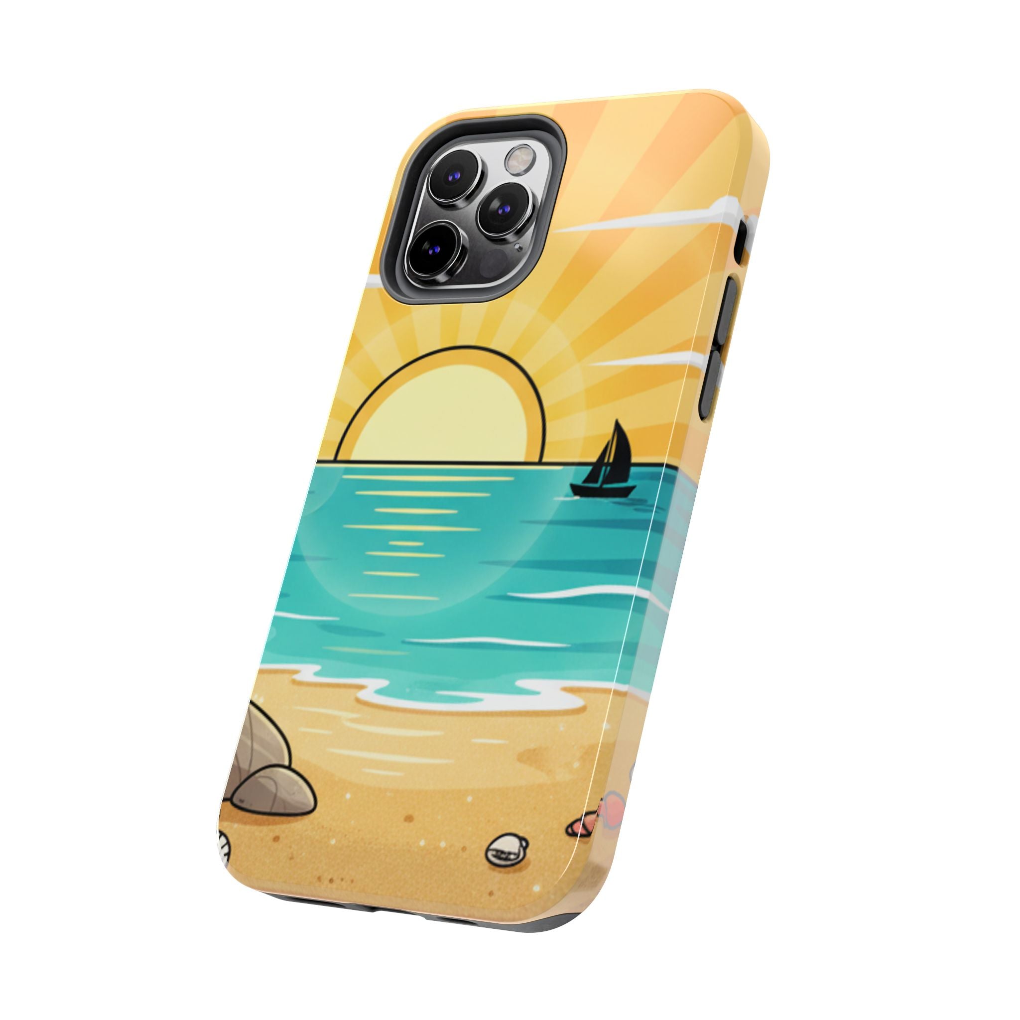 Tough Phone Case — Sunset Beach Sailboat Design