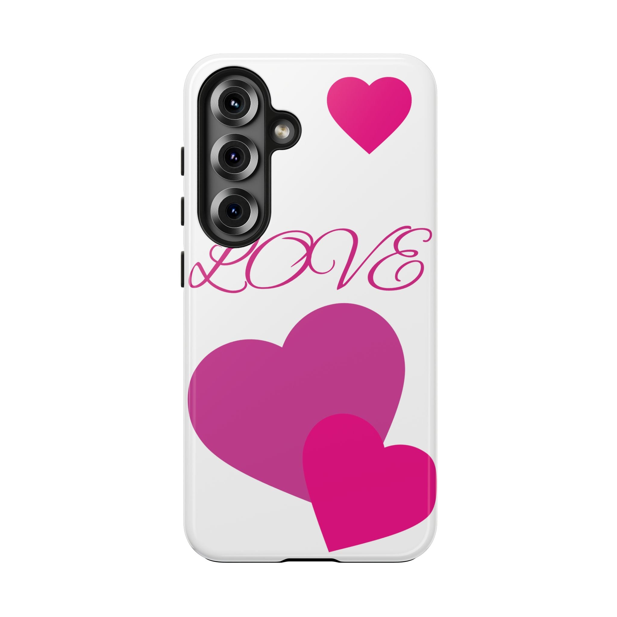 Love Heart Tough Phone Case — Pink Hearts Protective Phone Cover