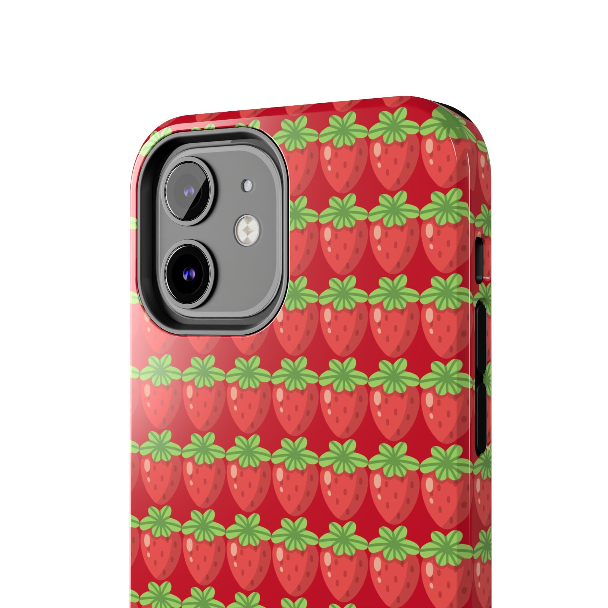 Strawberry Pattern Tough Phone Case — Cute Red Fruit Protective Cover