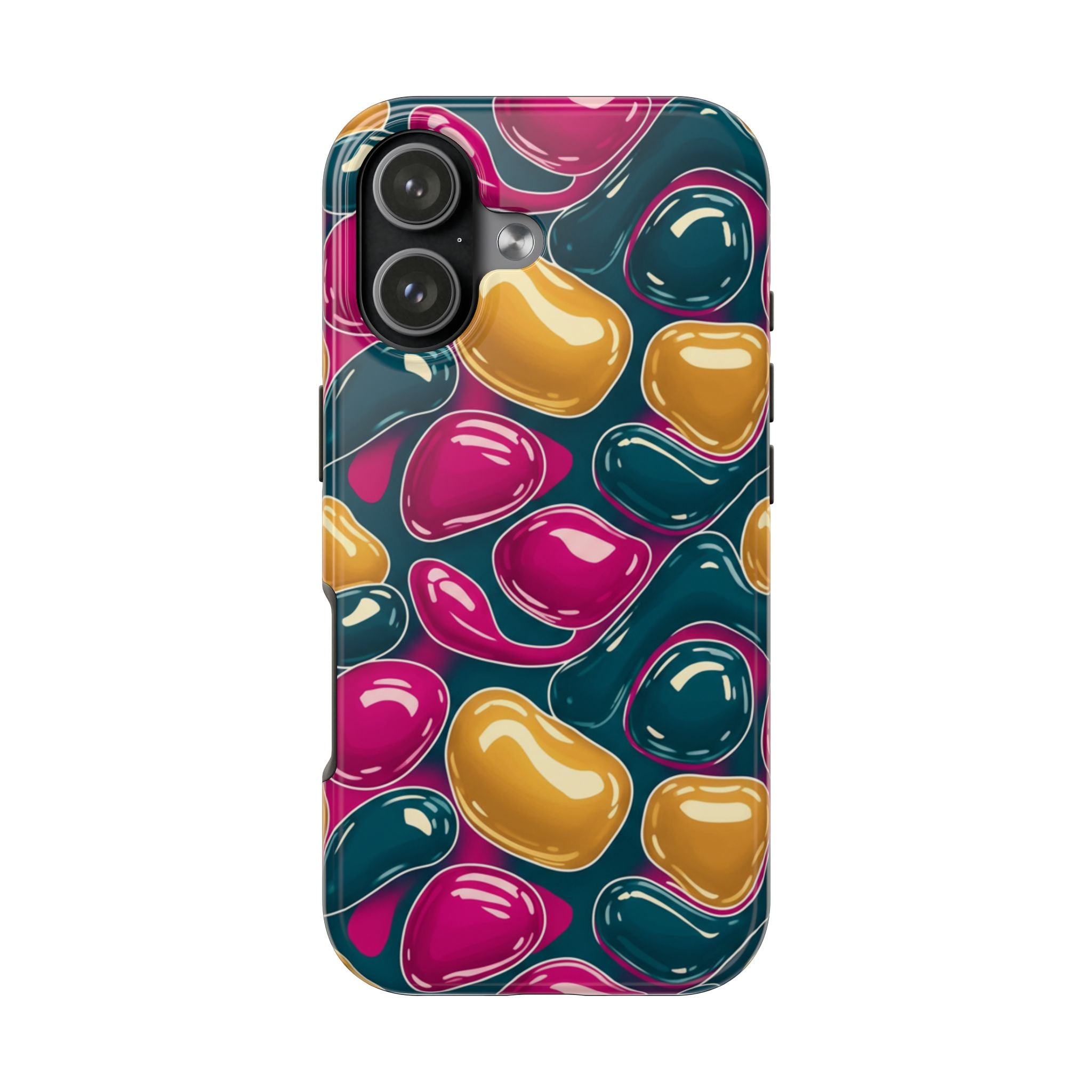 Abstract Colorful Blob Phone Case — Bold Teal, Magenta & Gold Protective Cover