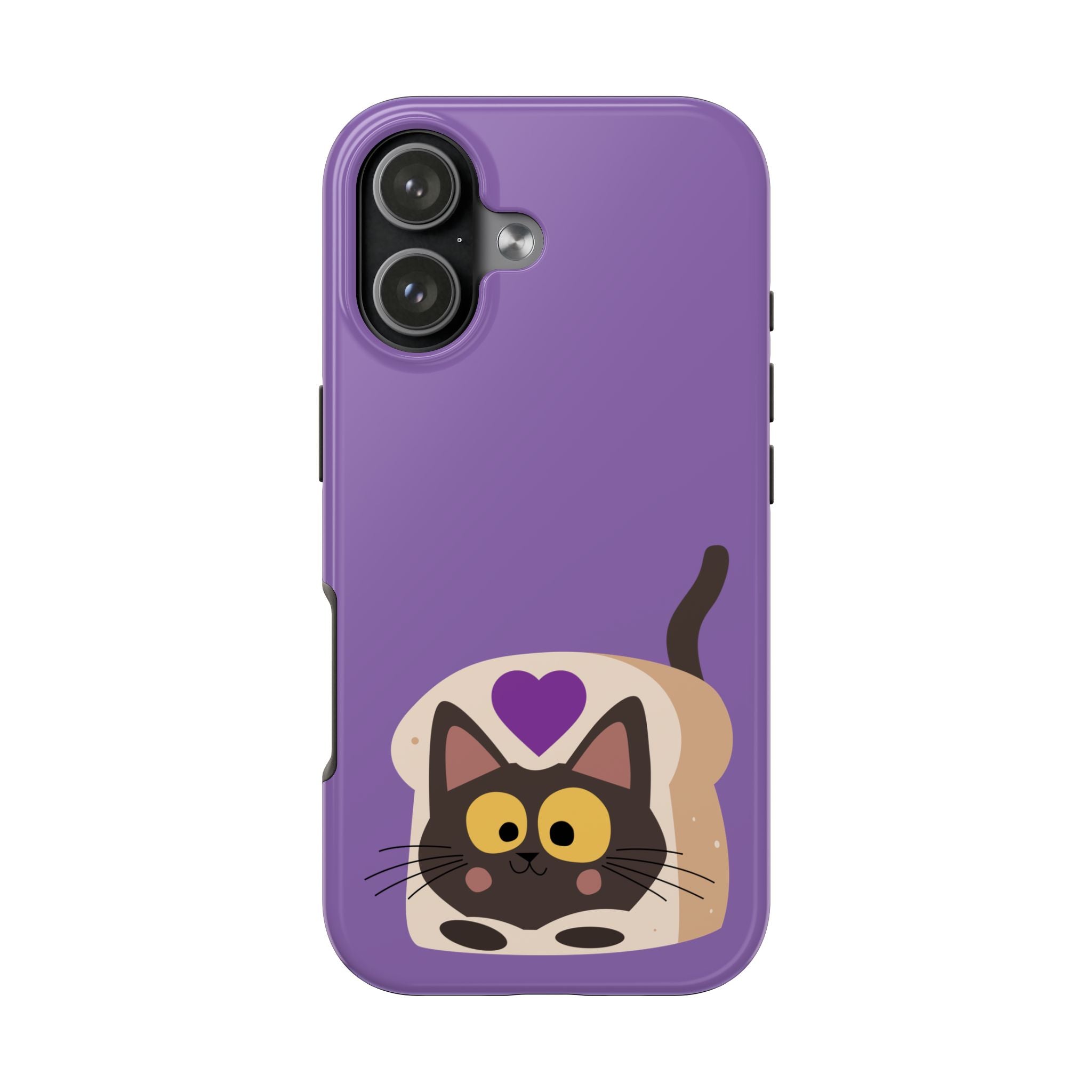 Purple Cute Cat-in-Bread Tough Phone Case — Cute Cat Heart Design