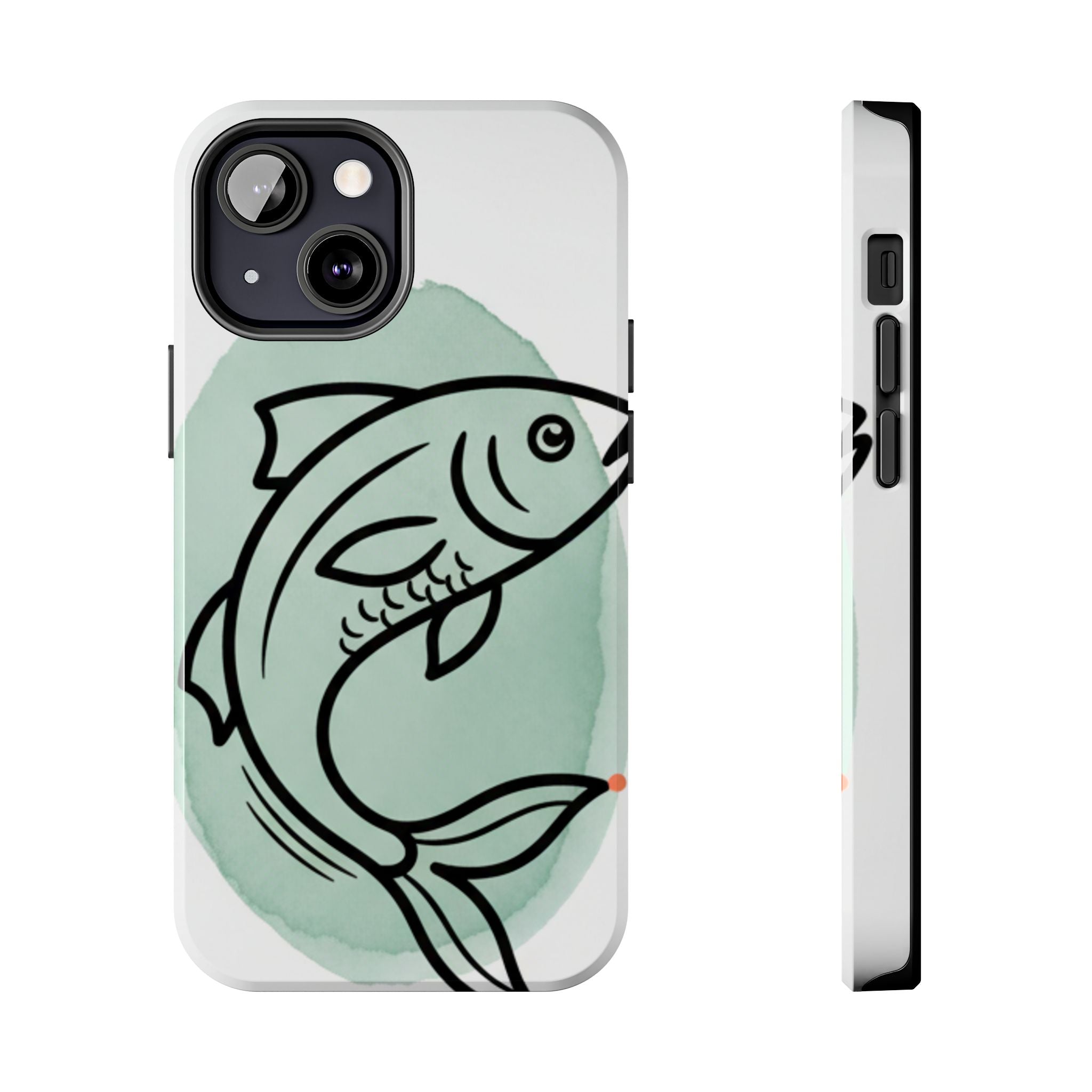 Fish Silhouette Tough Phone Case — Minimalist Aqua Watercolor Design