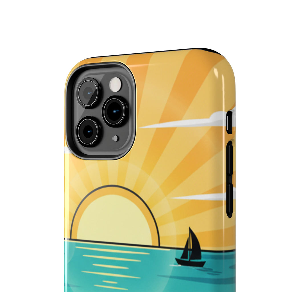 Tough Phone Case — Sunset Beach Sailboat Design