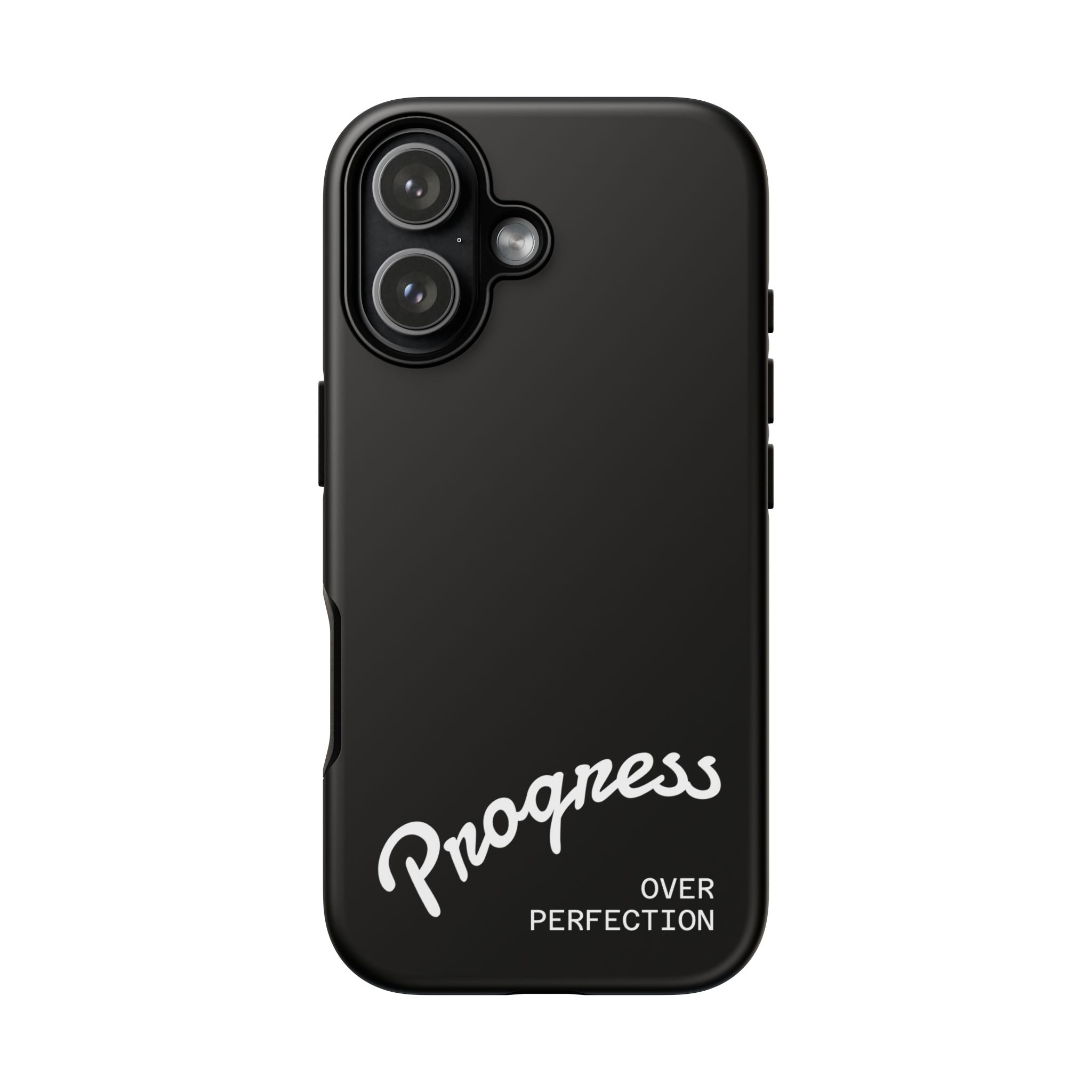 Phone Case - "Progress Over Perfection" Glossy Black Protective Cover