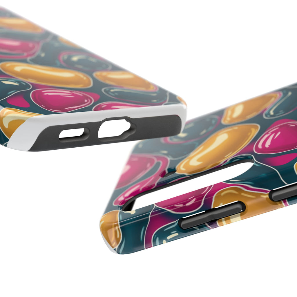 Abstract Colorful Blob Phone Case — Bold Teal, Magenta & Gold Protective Cover