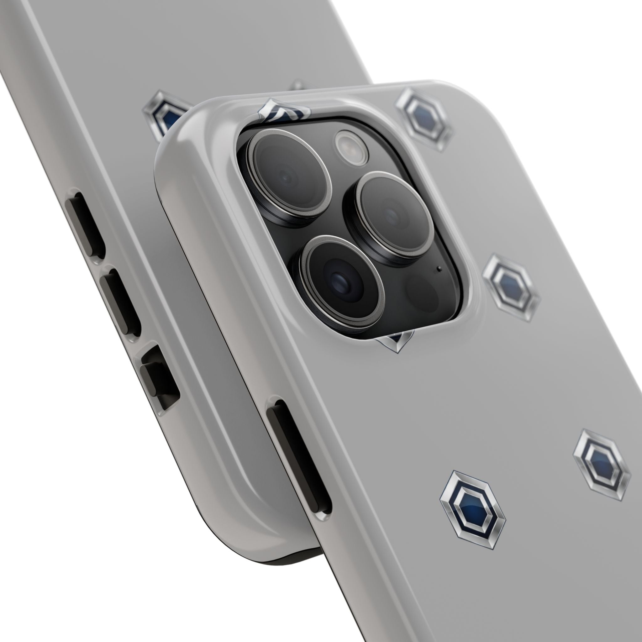 Tough Phone Case — Minimal Hex Rivet Armor (Gray)
