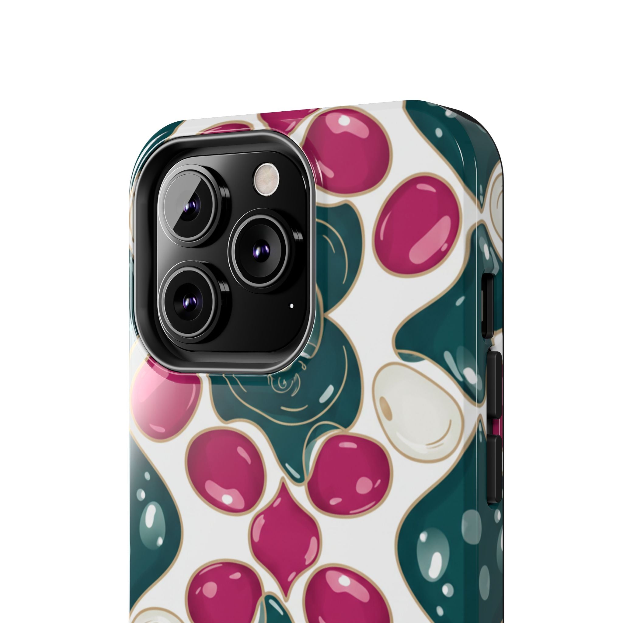Floral Jewel Pattern Tough Phone Case — Teal & Fuchsia Protective Cover