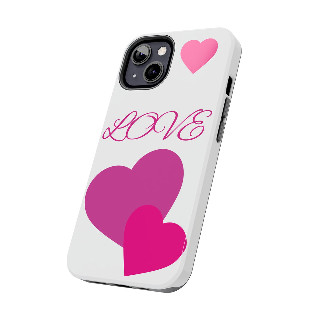 Love Heart Tough Phone Case — Pink Hearts Protective Phone Cover
