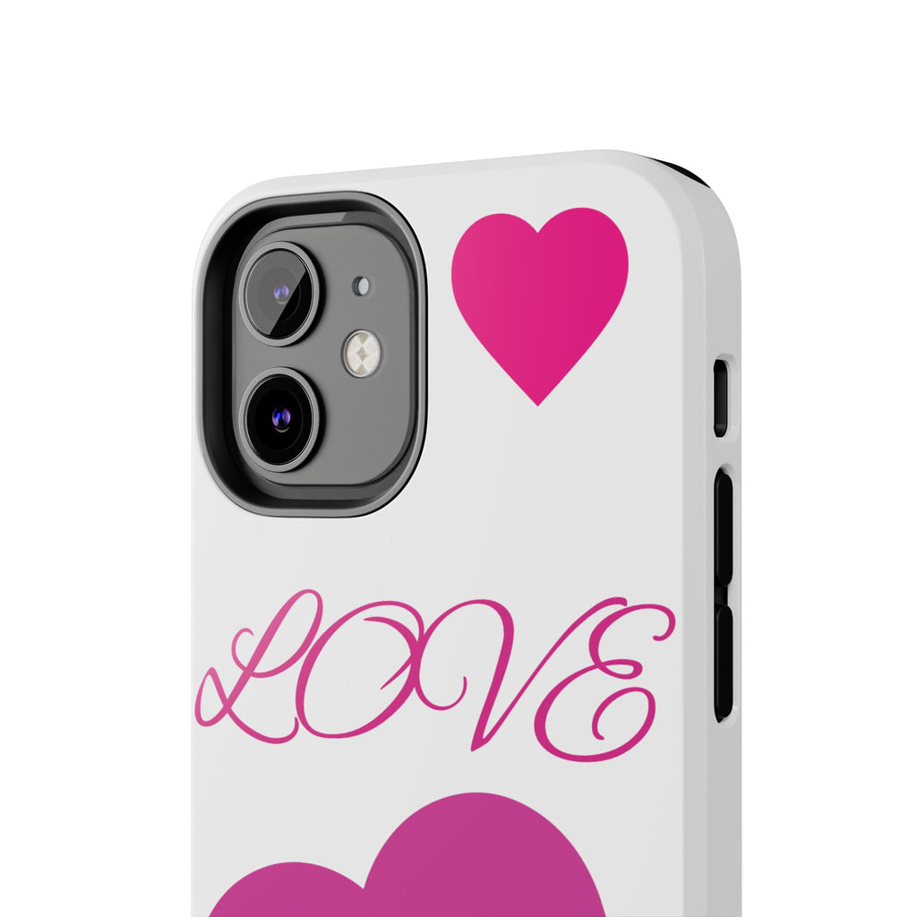 Love Heart Tough Phone Case — Pink Hearts Protective Phone Cover