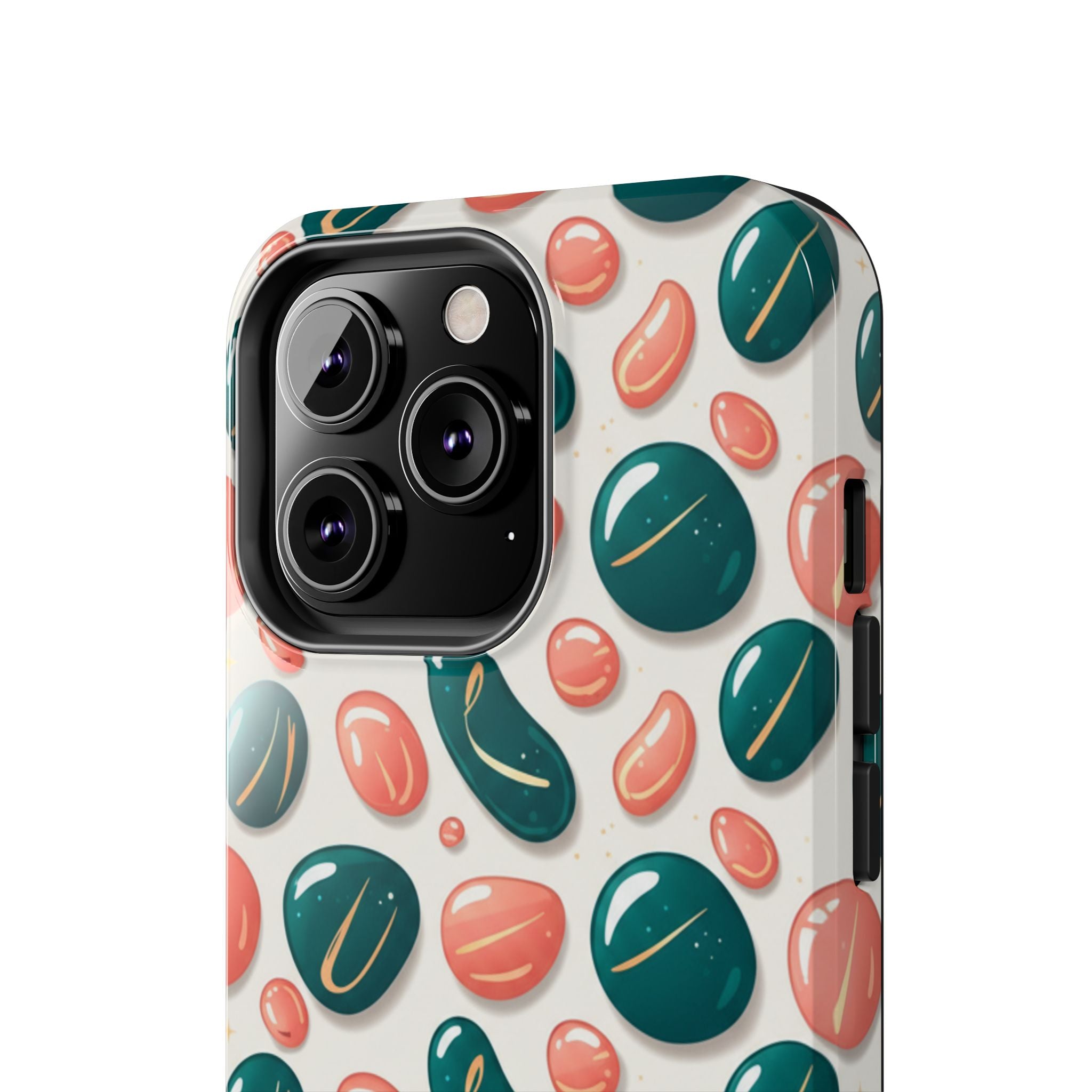 Abstract Pebble Pattern Tough Phone Case — Coral & Teal Protective Cover