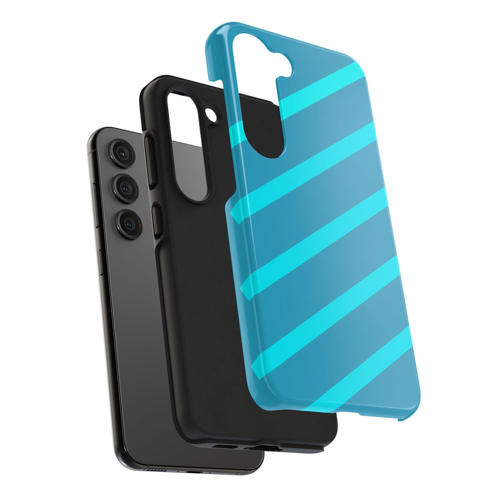 Tough Phone Case — Blue Diagonal Stripe Shockproof Cover
