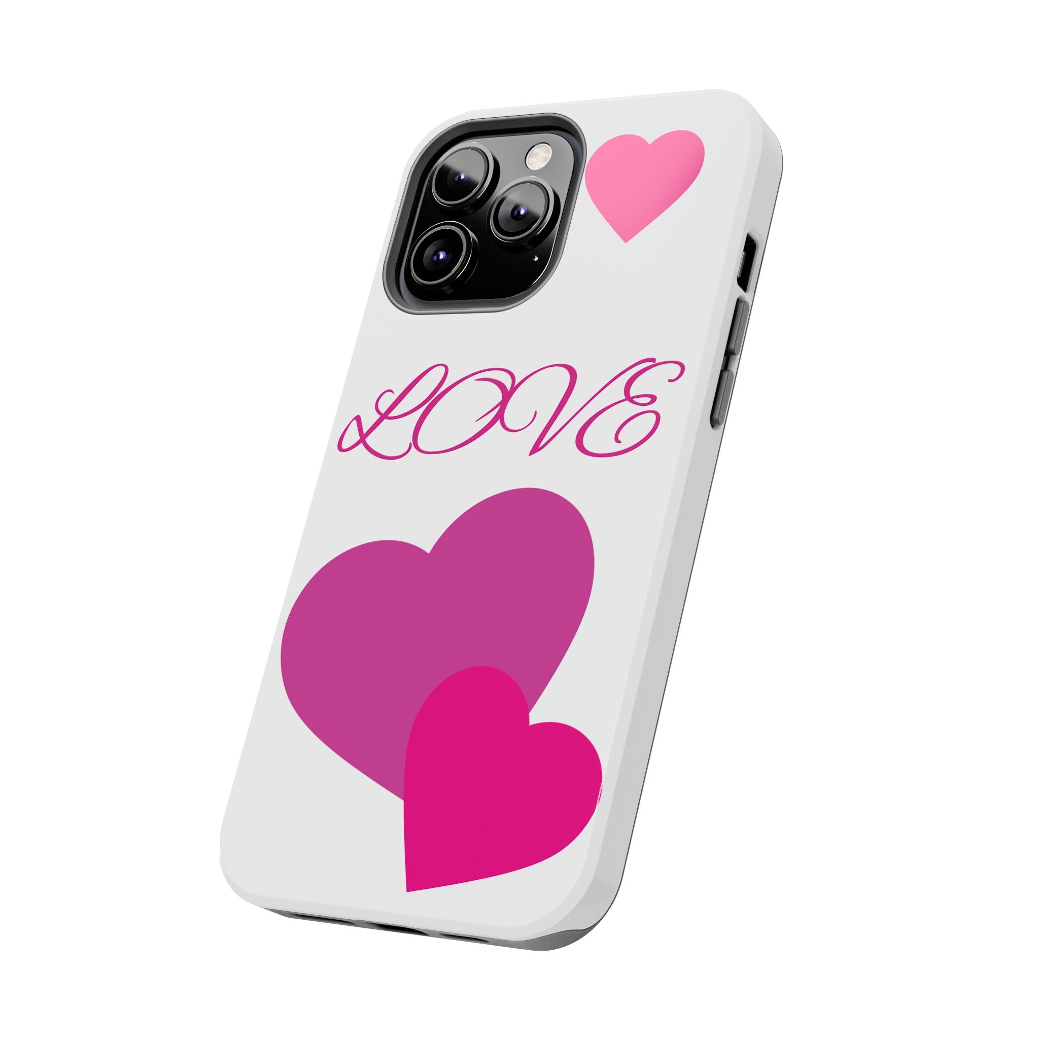 Love Heart Tough Phone Case — Pink Hearts Protective Phone Cover