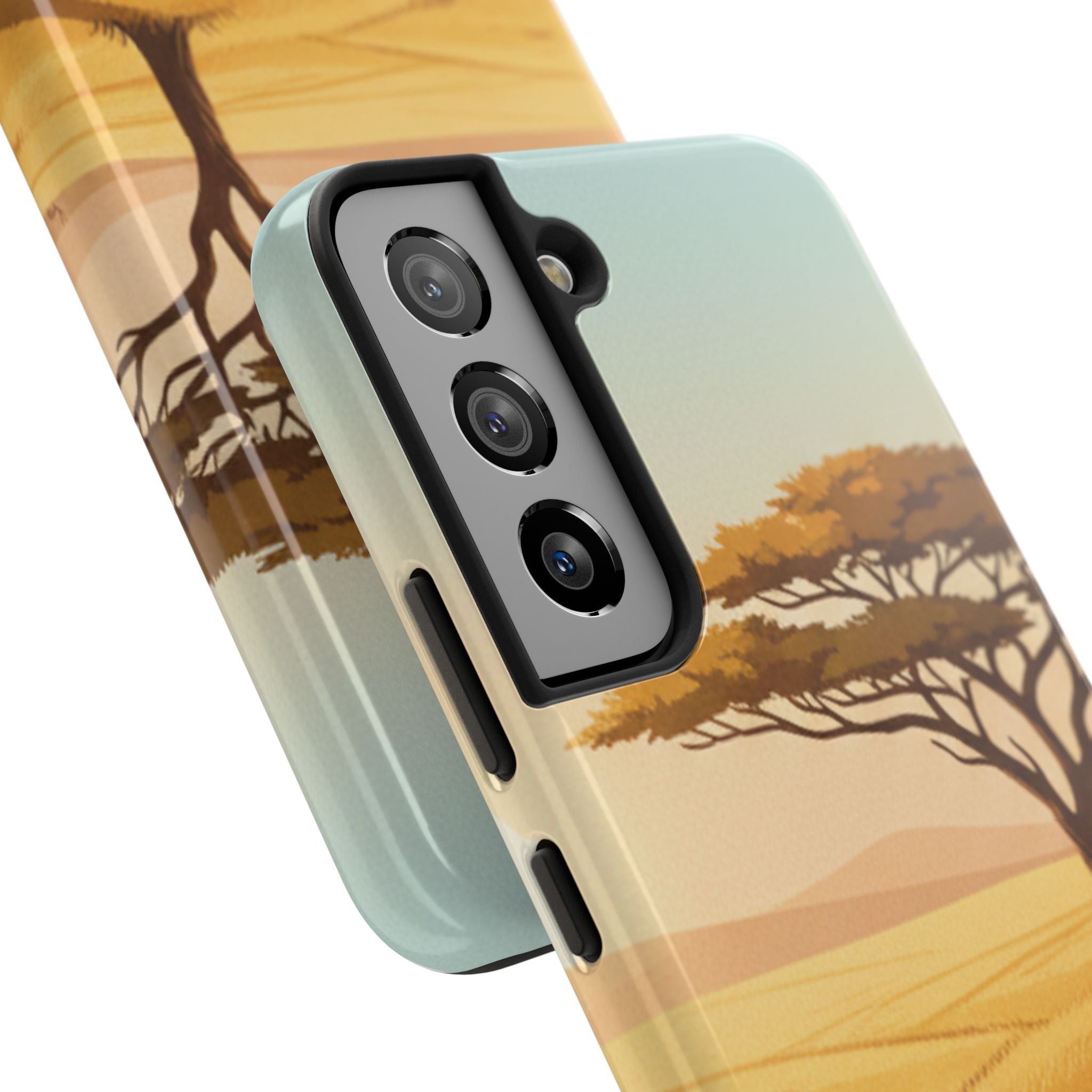 Safari Sunset Tough Phone Case — African Savanna Tree Design