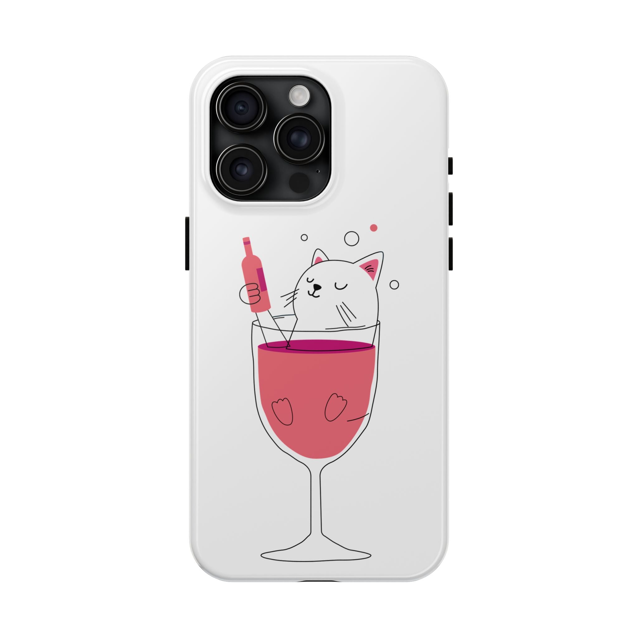 Cat Wine Phone Case — Cute Cat in Wine Glass Protective Case