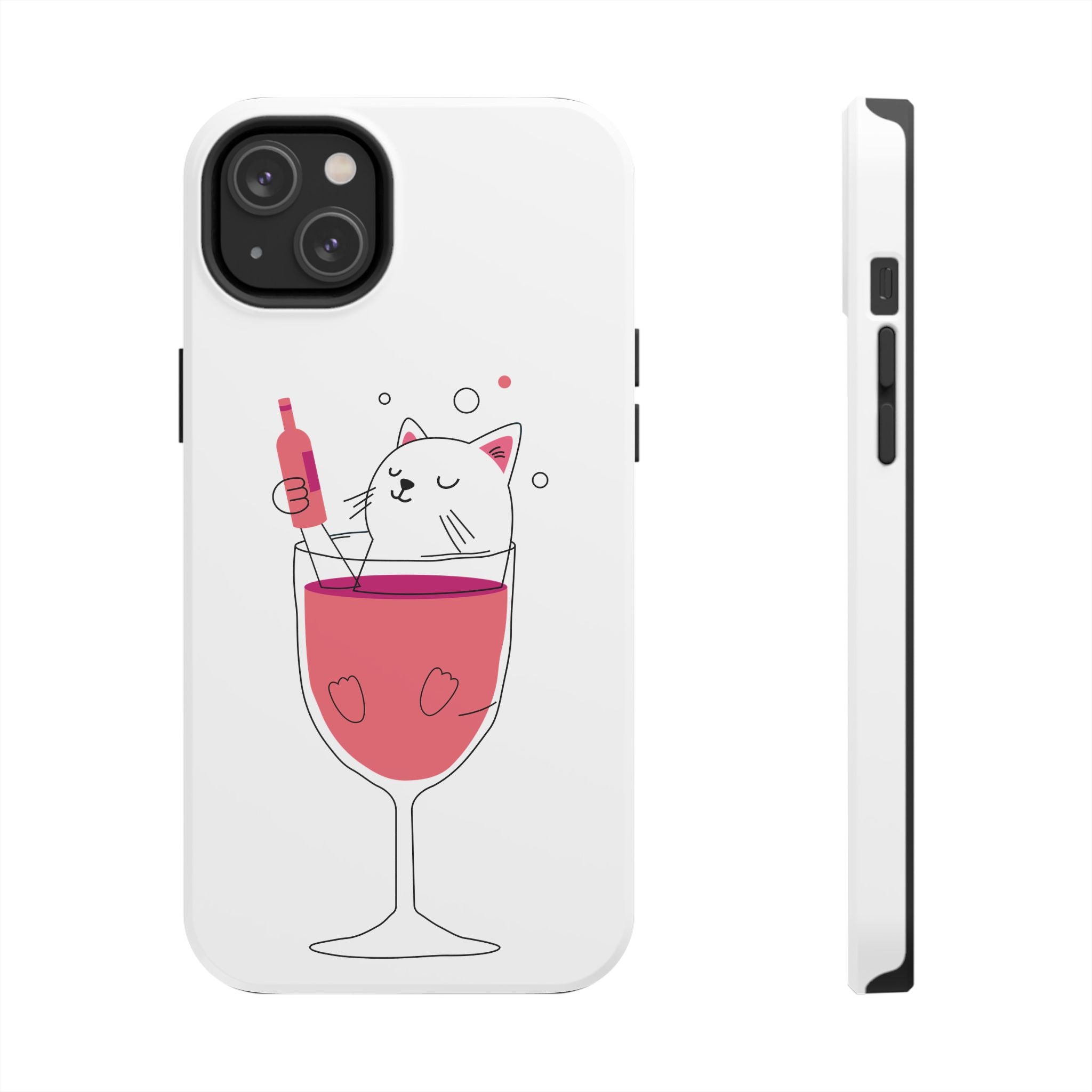 Cat Wine Phone Case — Cute Cat in Wine Glass Protective Case