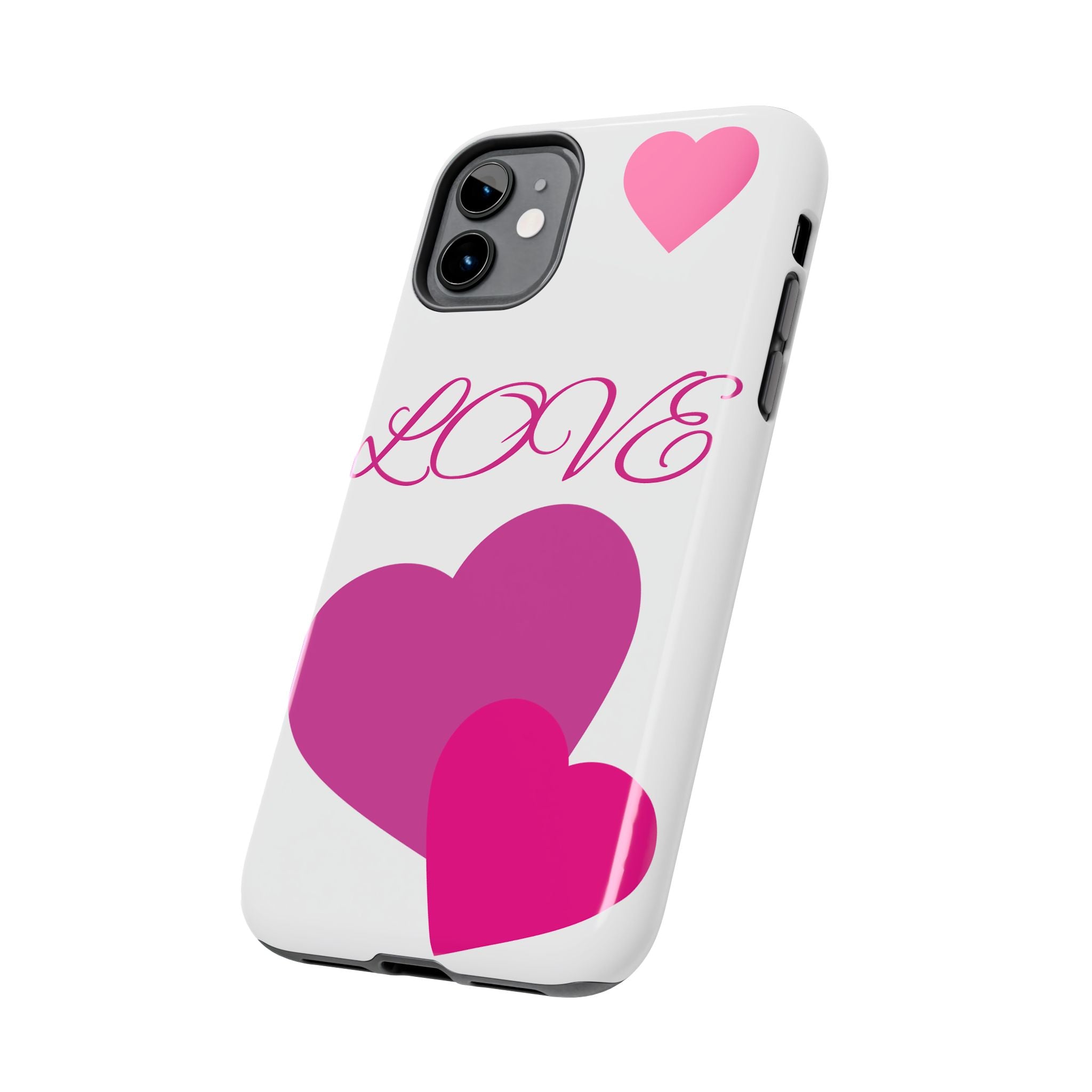 Love Heart Tough Phone Case — Pink Hearts Protective Phone Cover