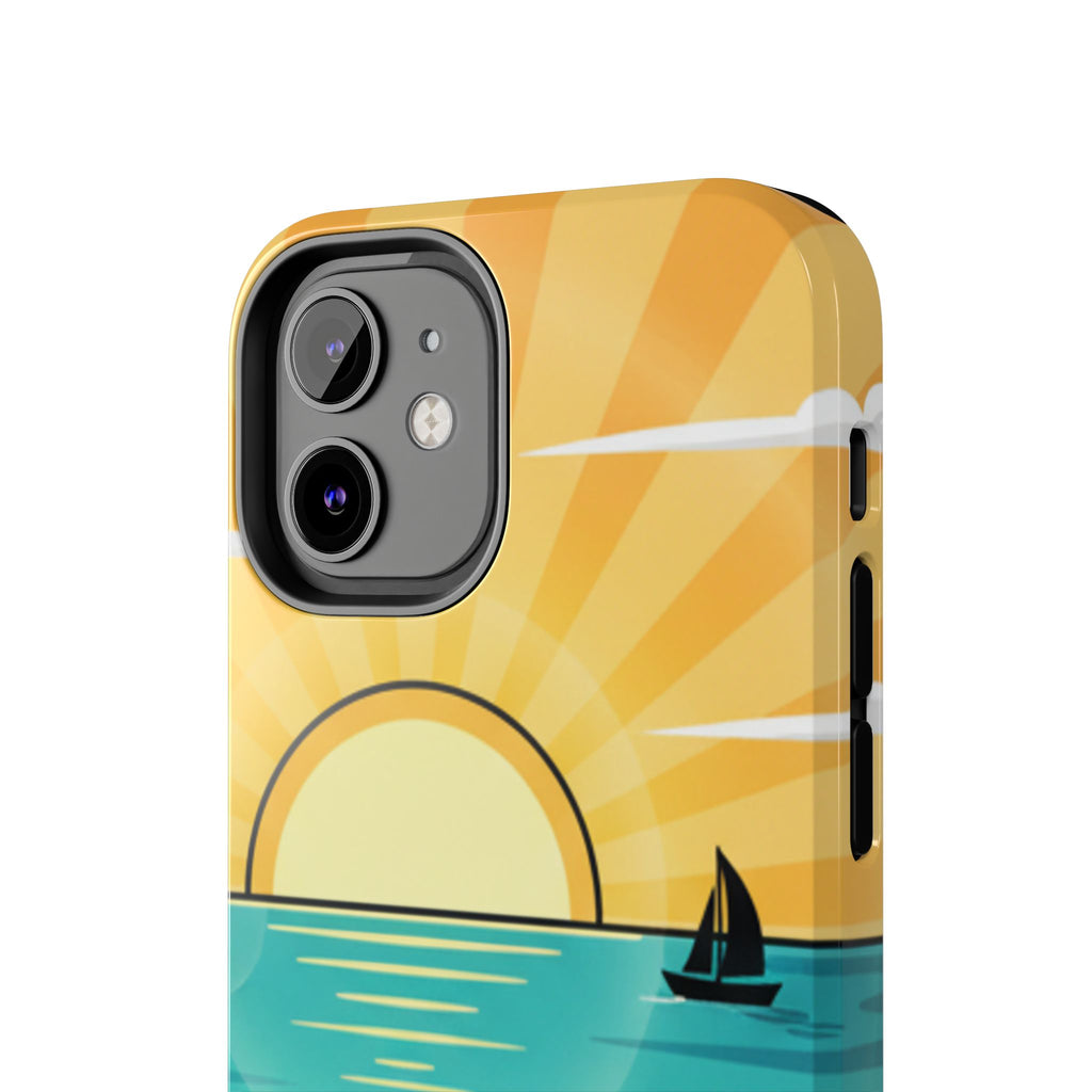 Tough Phone Case — Sunset Beach Sailboat Design