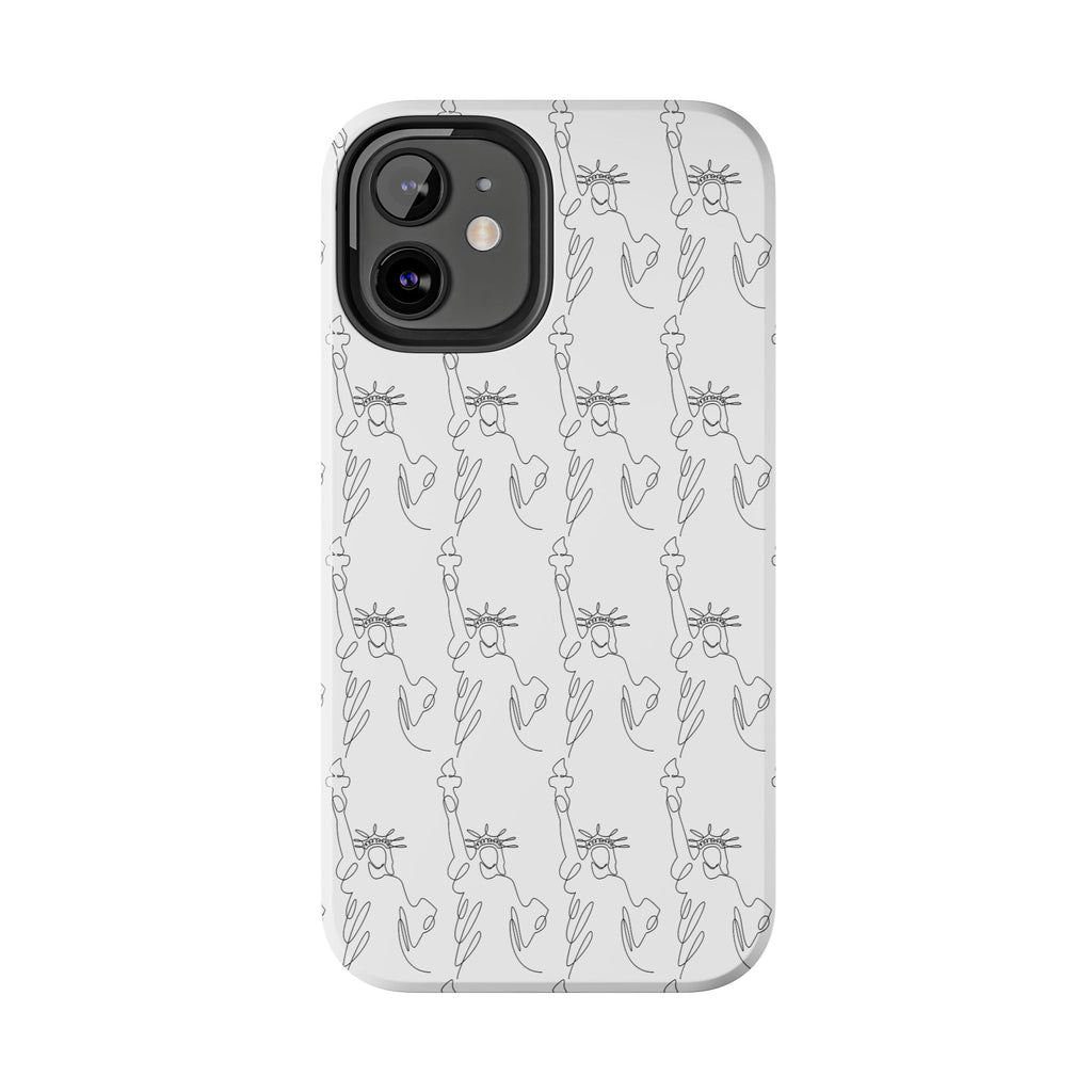 Statue of Liberty Sketch Tough Phone Case — Minimal Patriotic iPhone Cover