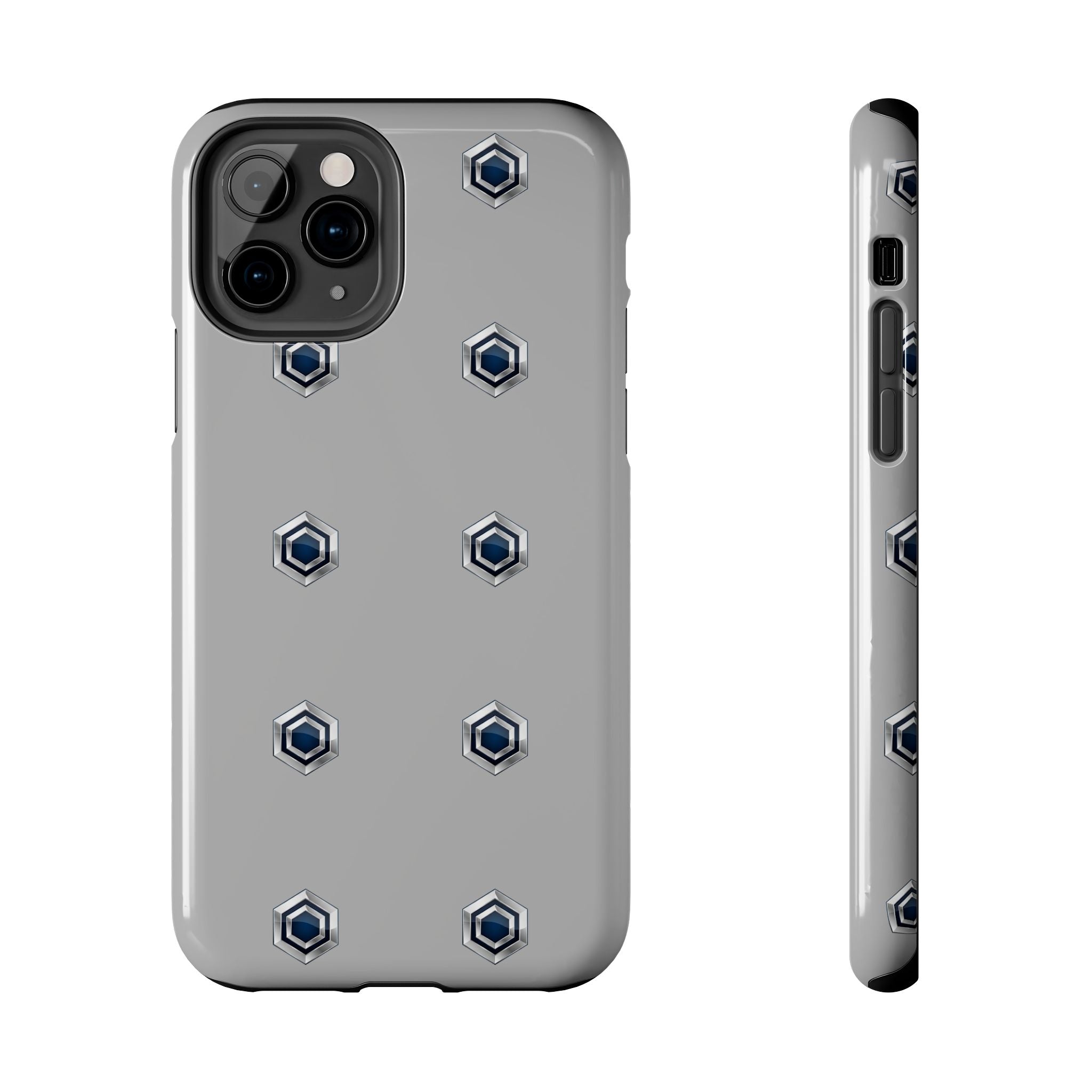 Tough Phone Case — Minimal Hex Rivet Armor (Gray)