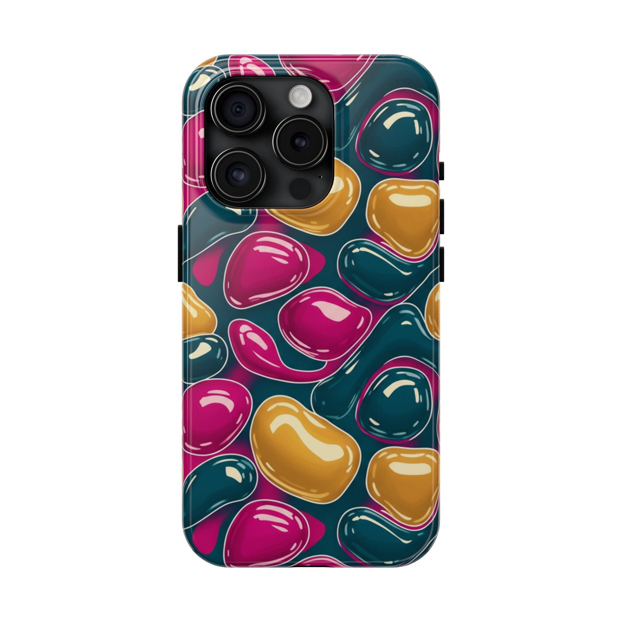 Abstract Colorful Blob Phone Case — Bold Teal, Magenta & Gold Protective Cover