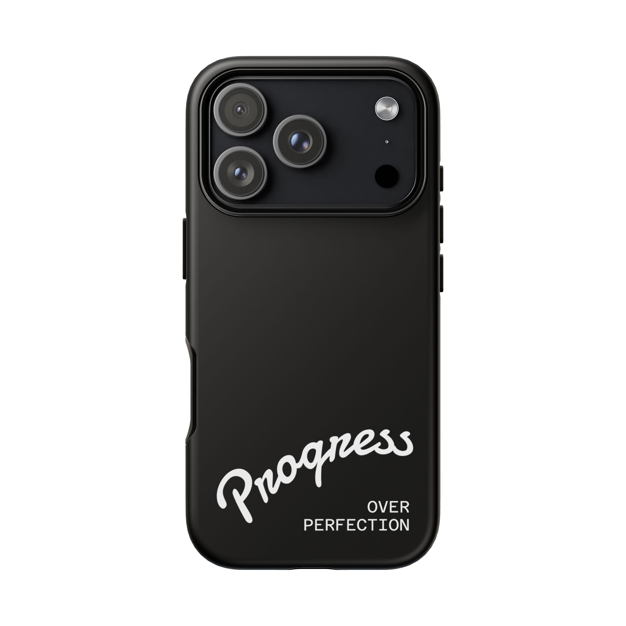 Phone Case - "Progress Over Perfection" Glossy Black Protective Cover