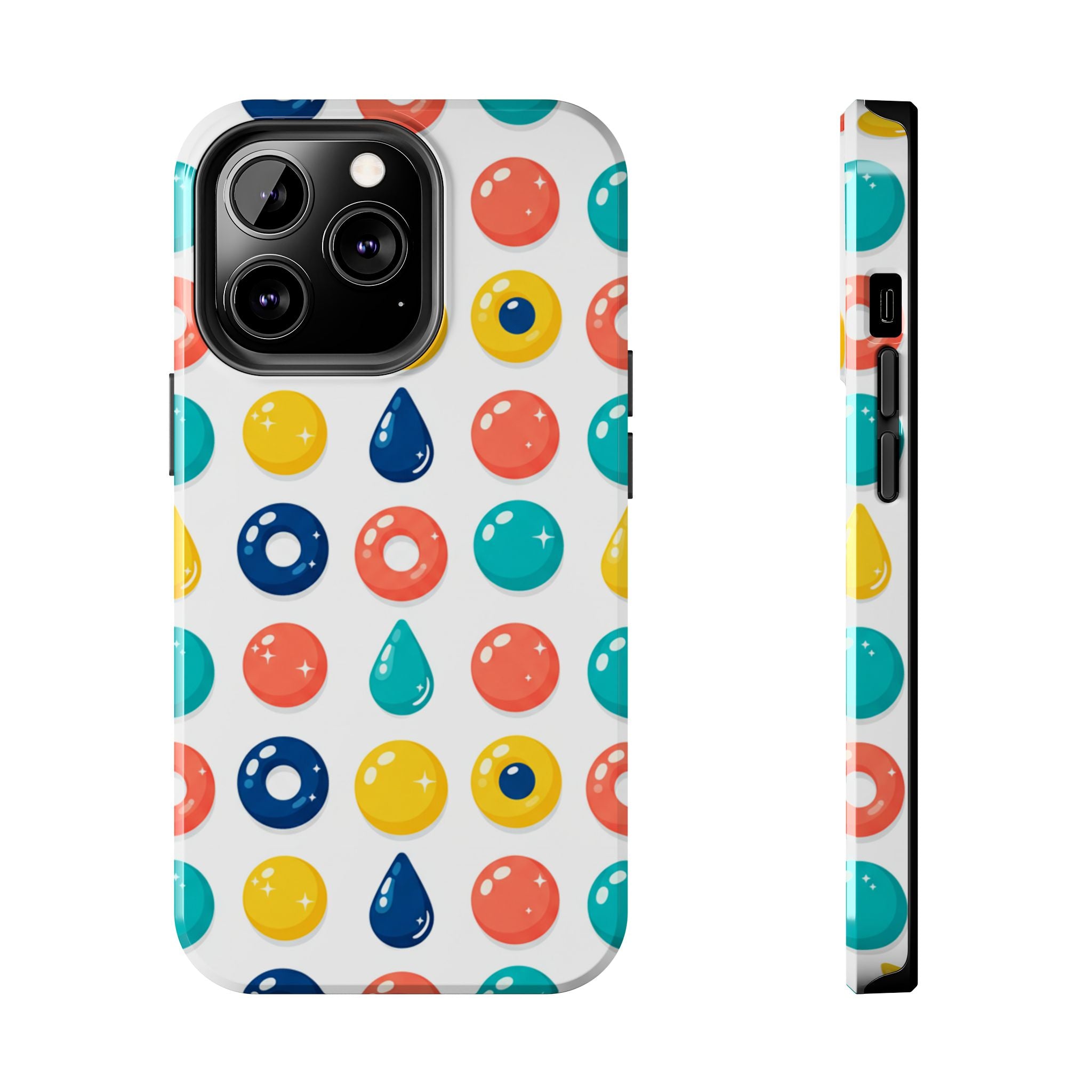 Colorful Candy Dot Tough Phone Case — Bright Retro Polka Drop Design