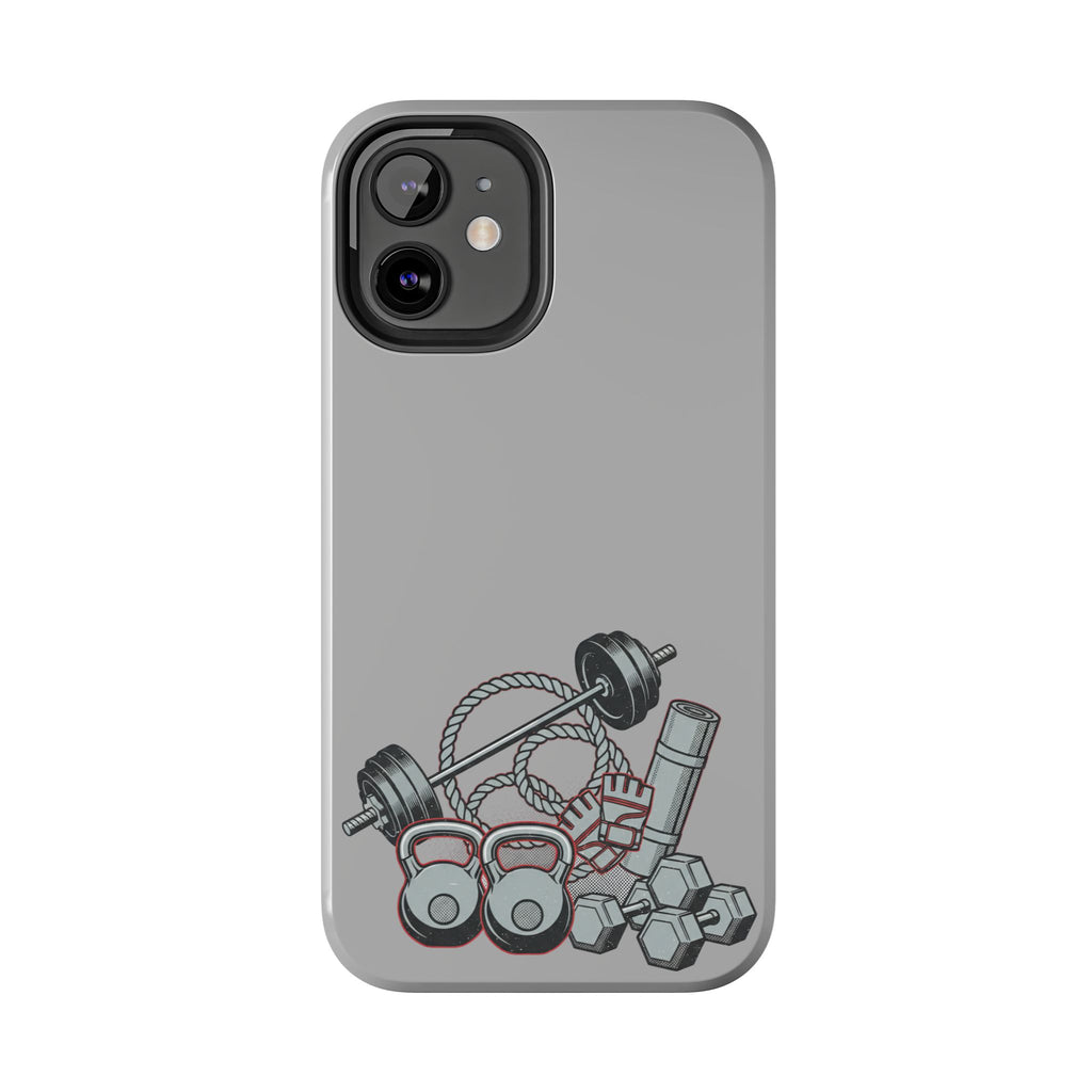 Fitness Gear Tough Phone Case — Dumbbells, Kettlebells & Jump Rope Design