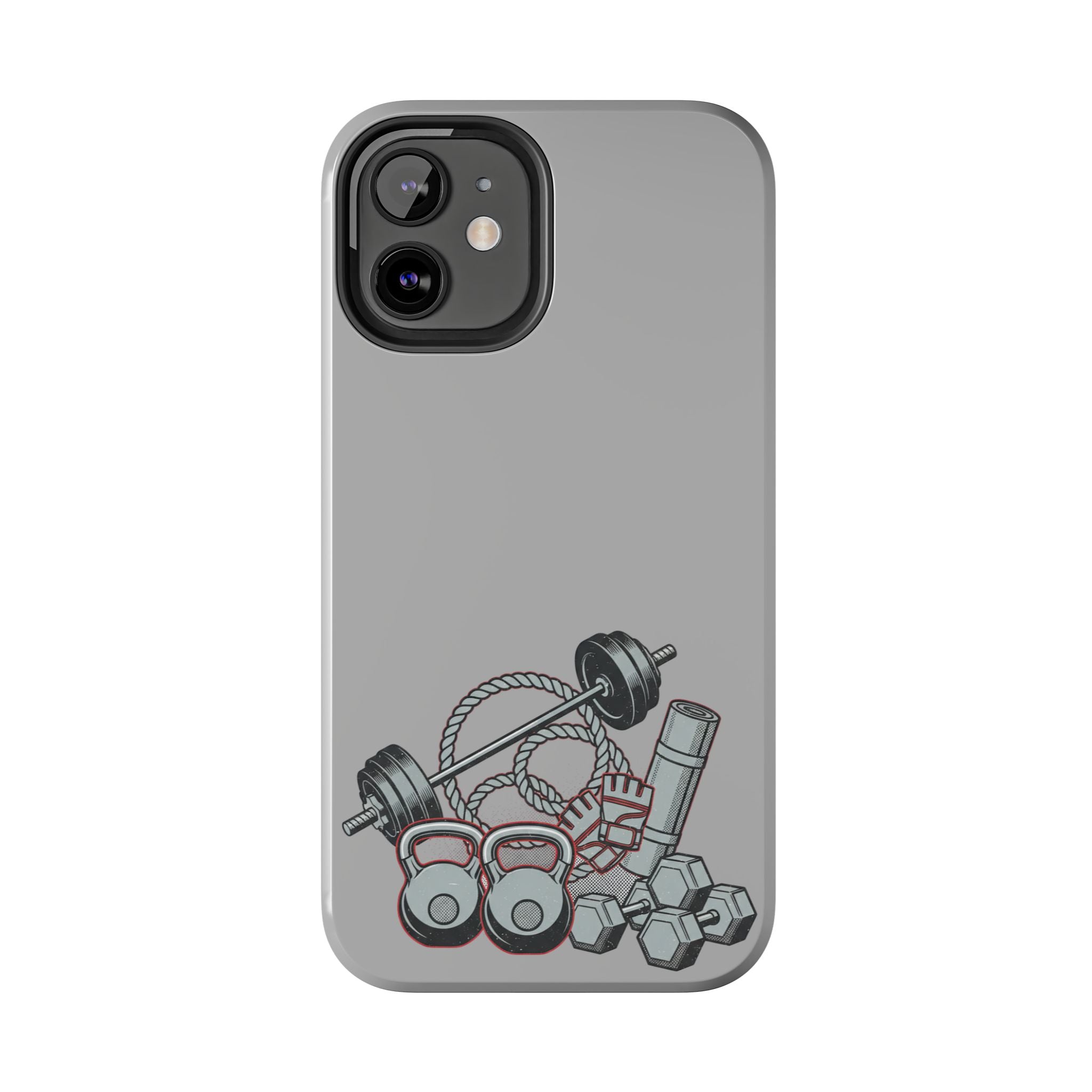 Fitness Gear Tough Phone Case — Dumbbells, Kettlebells & Jump Rope Design
