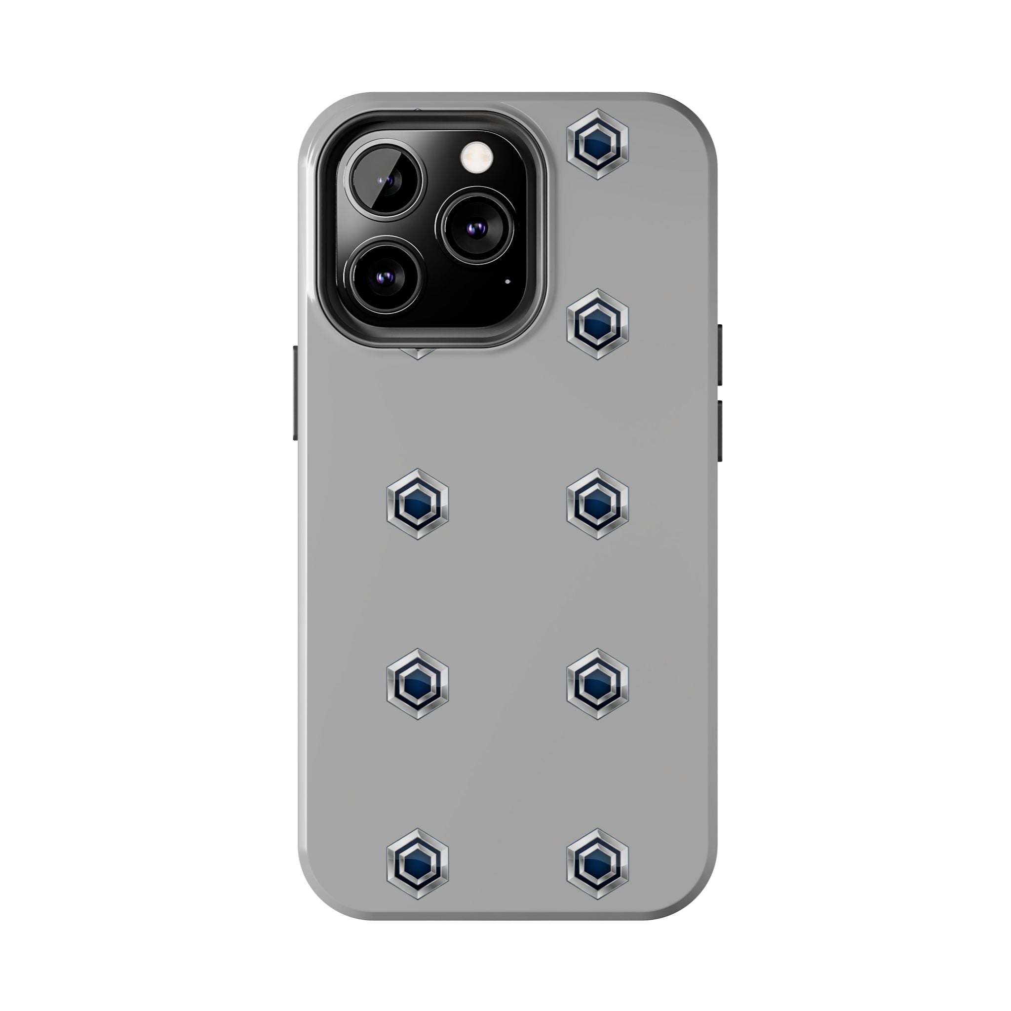 Tough Phone Case — Minimal Hex Rivet Armor (Gray)
