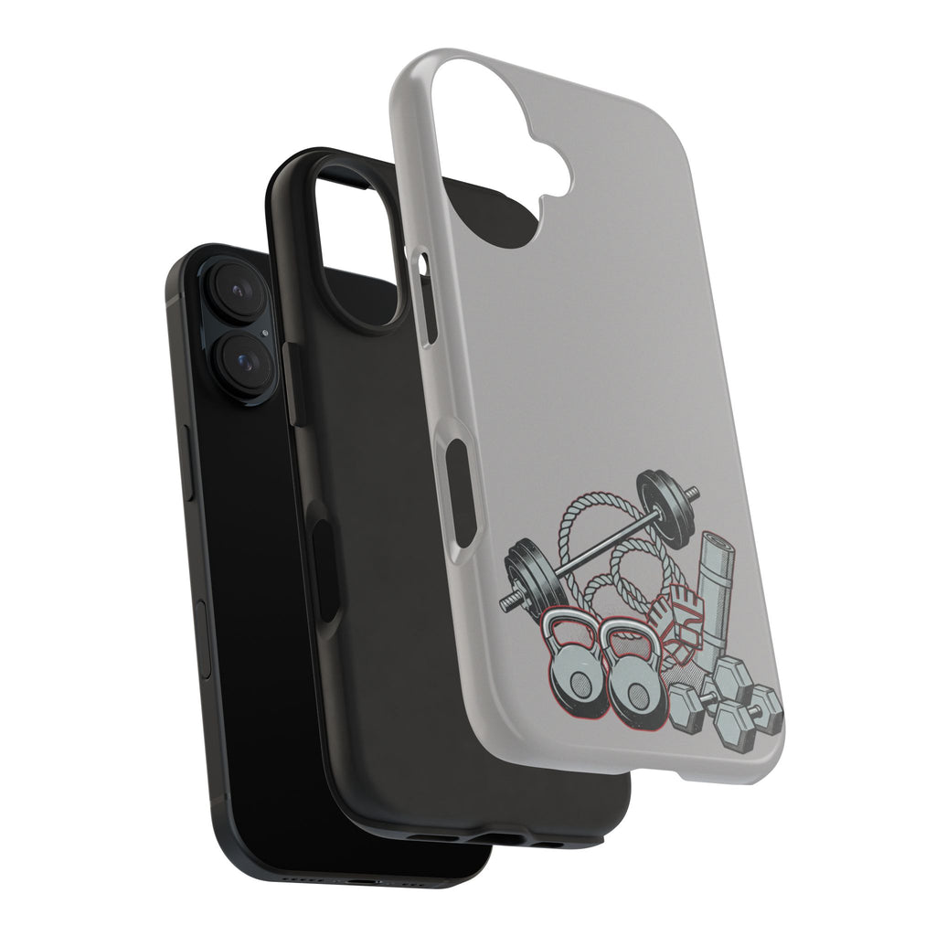 Fitness Gear Tough Phone Case — Dumbbells, Kettlebells & Jump Rope Design