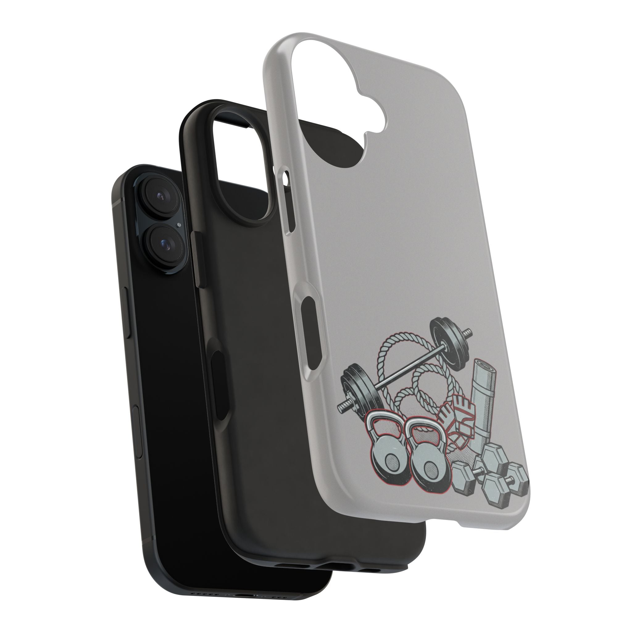 Fitness Gear Tough Phone Case — Dumbbells, Kettlebells & Jump Rope Design