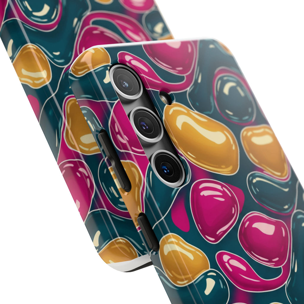 Abstract Colorful Blob Phone Case — Bold Teal, Magenta & Gold Protective Cover