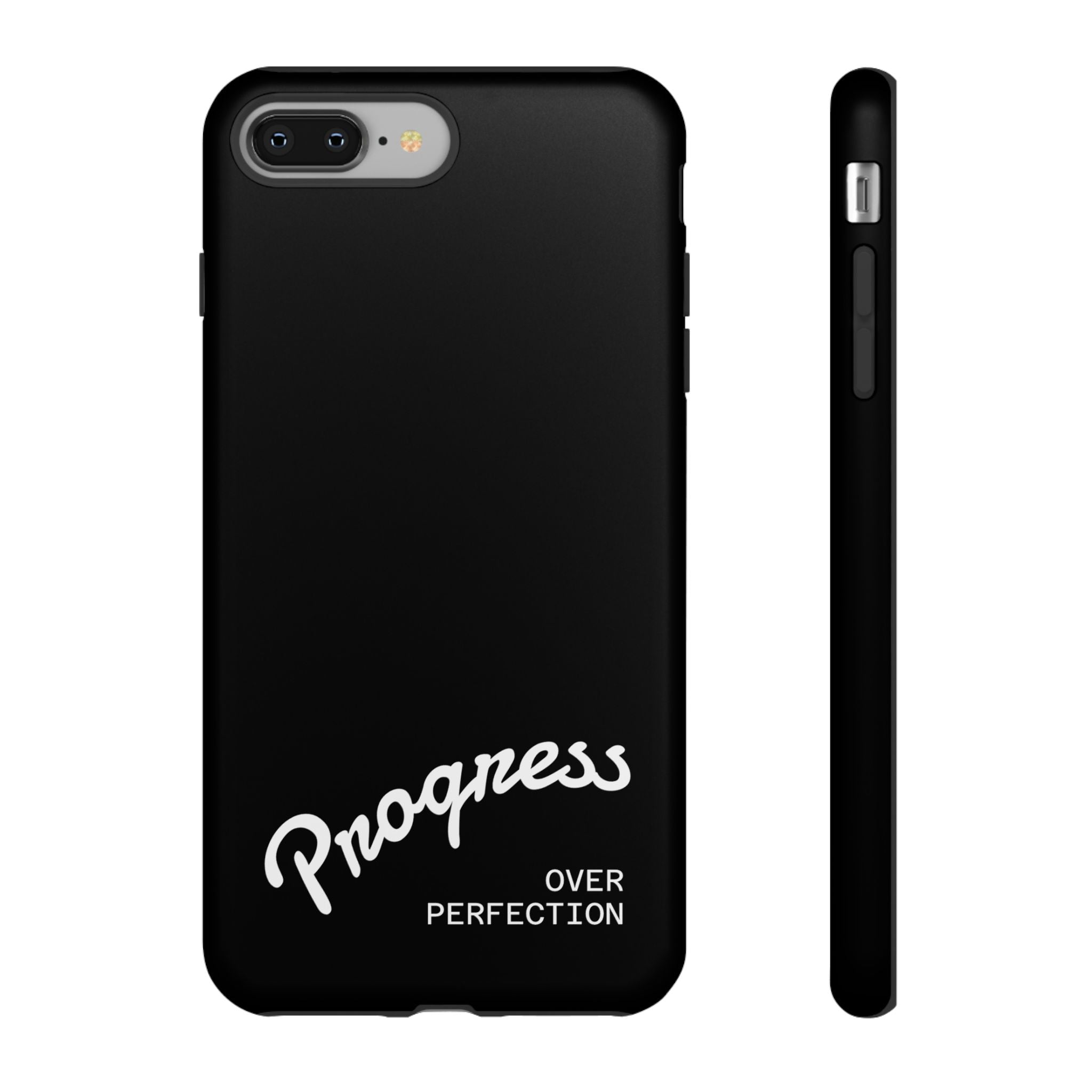 Phone Case - "Progress Over Perfection" Glossy Black Protective Cover