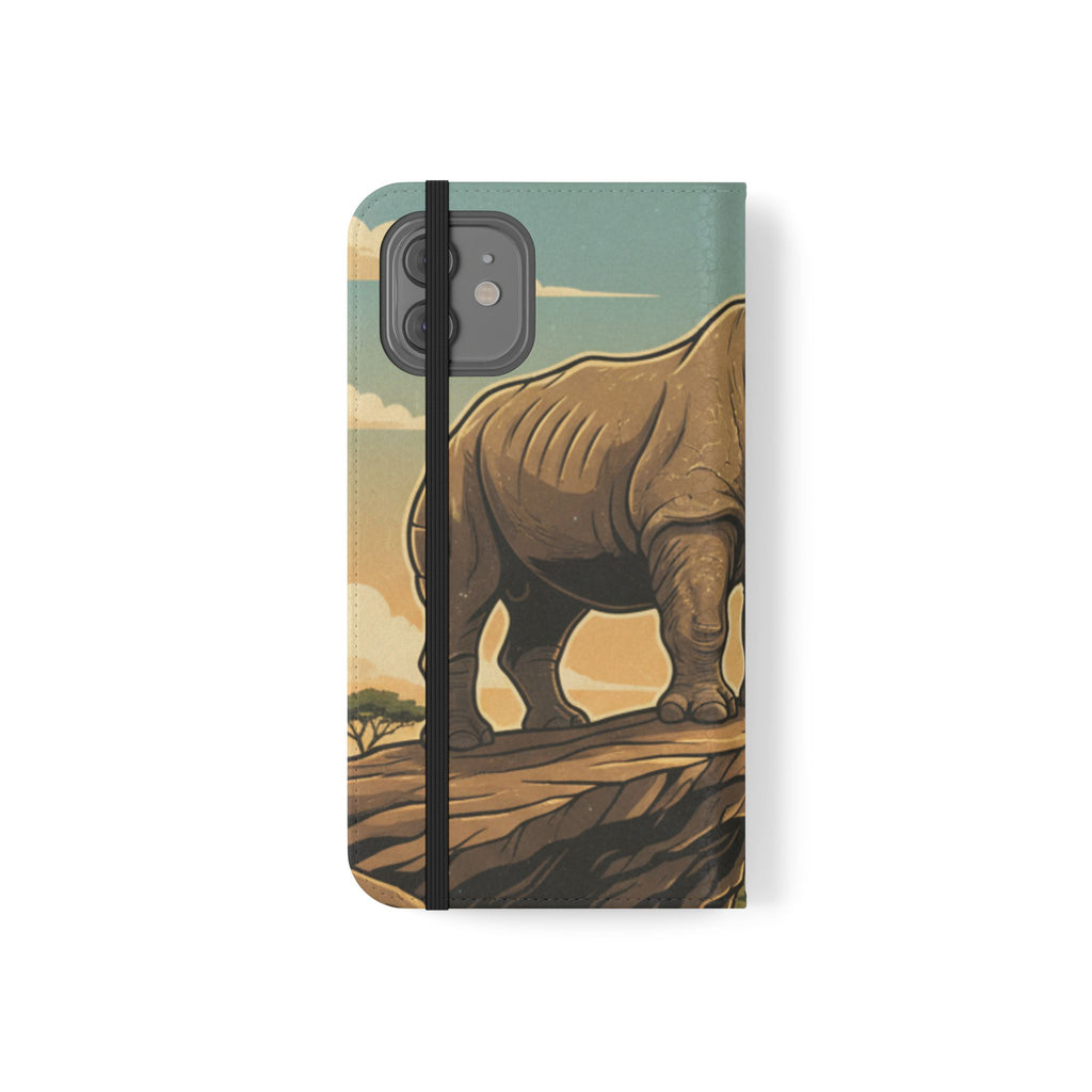 Rhino Sunset Flip Phone Case – Safari Wildlife Wallet Case
